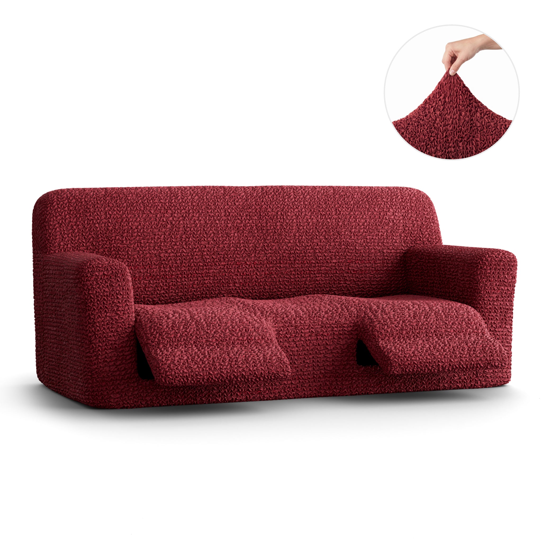 3 Seater Recliner Slipcover, Comfort Collection – Burgundy, front view | Burgundy