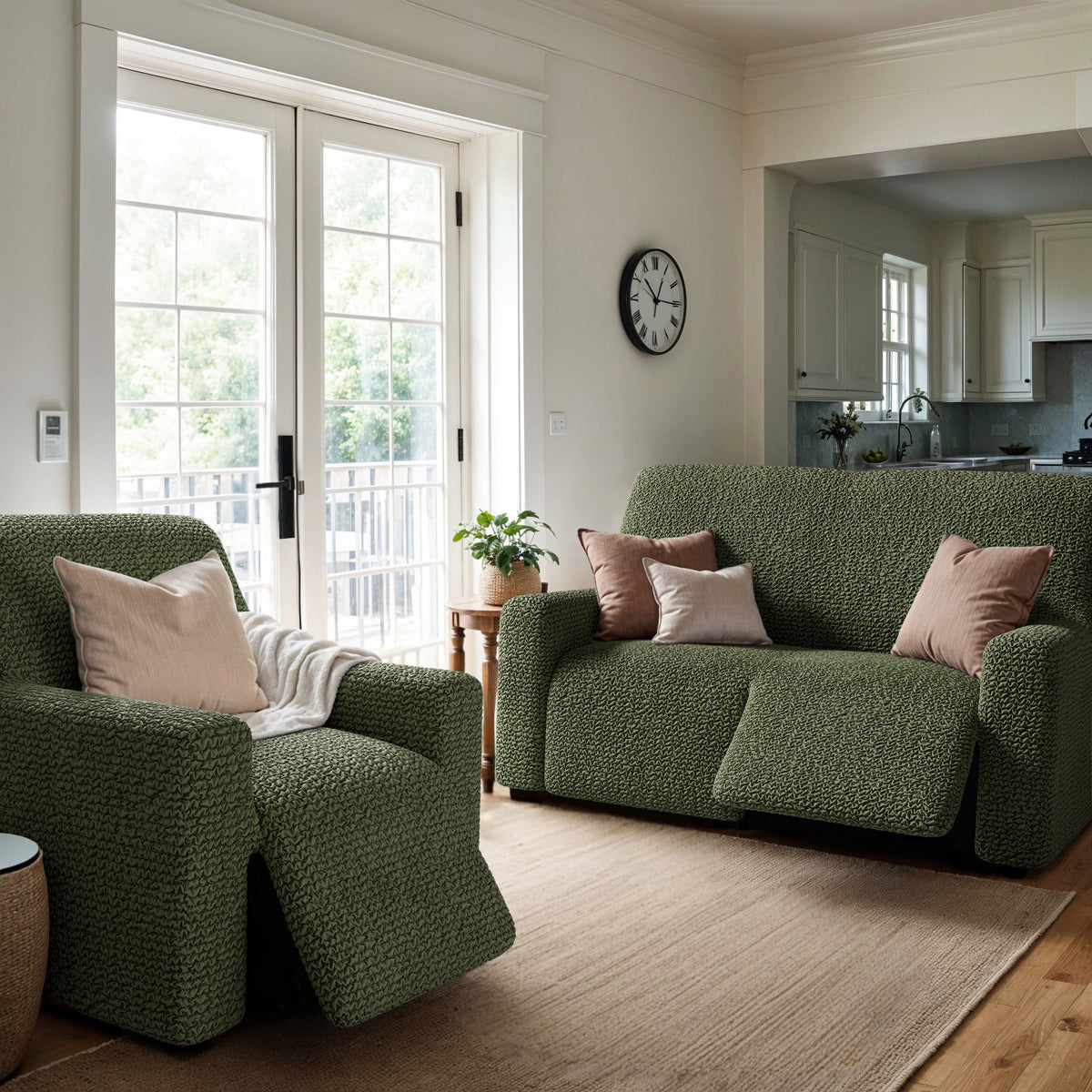 Reclining Armchair Slipcover, Comfort Collection – Moss Green, interior view 3 | Moss Green