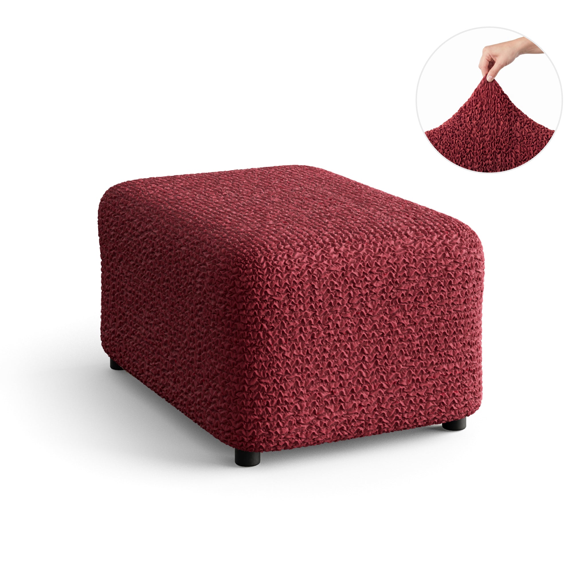 Ottoman Slipcover (Medium), Comfort Collection – Burgundy, detail view | Burgundy