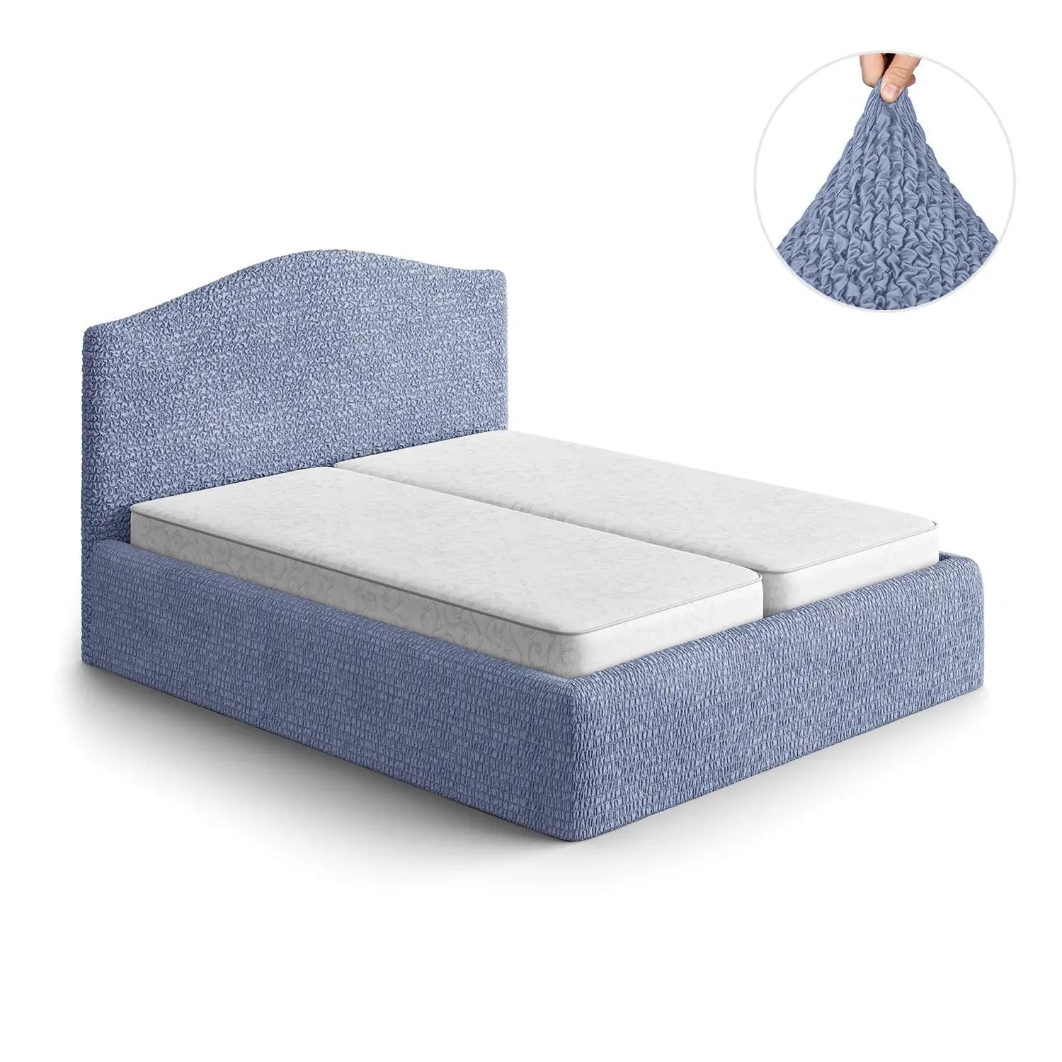 Blue Bed Headboard & Frame Slipcover (Full/Queen), Microfibra Collection