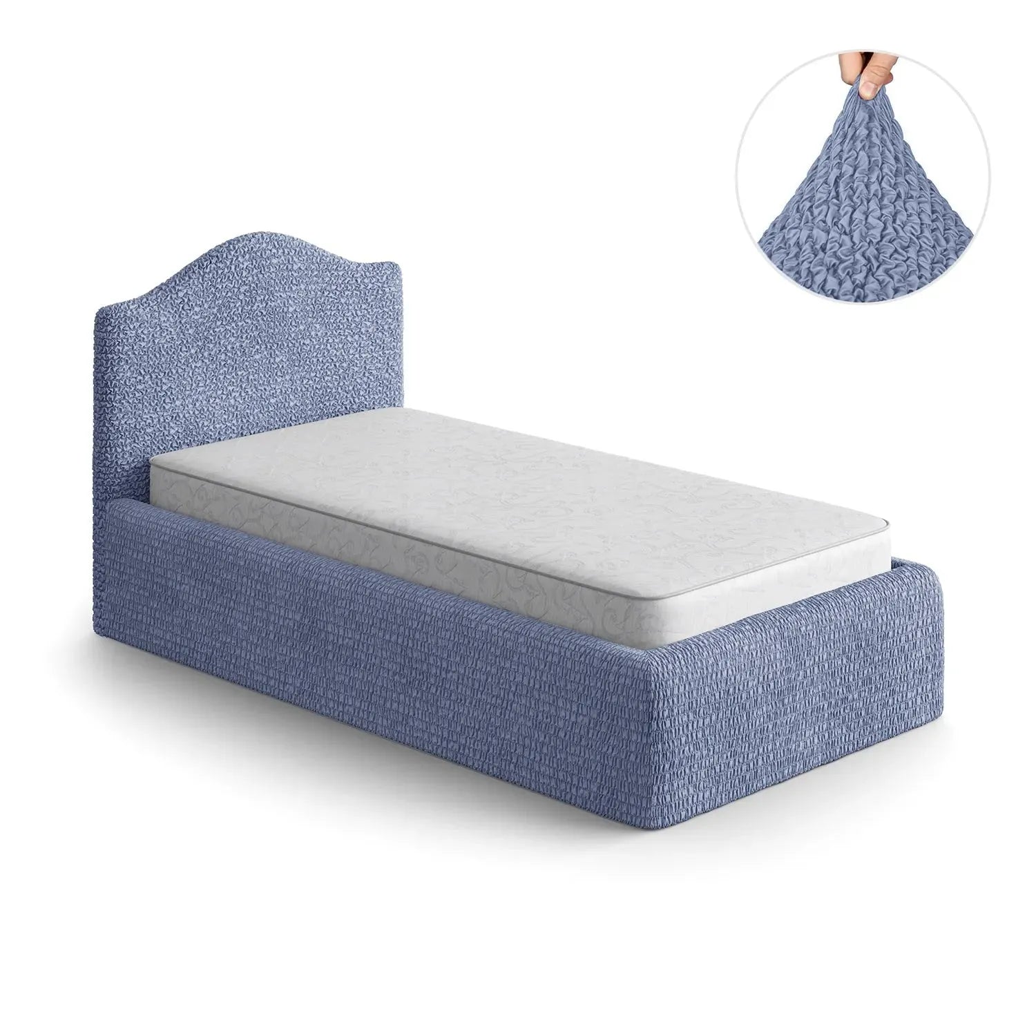 Blue Bed Headboard & Frame Slipcover (Twin), Microfibra Collection