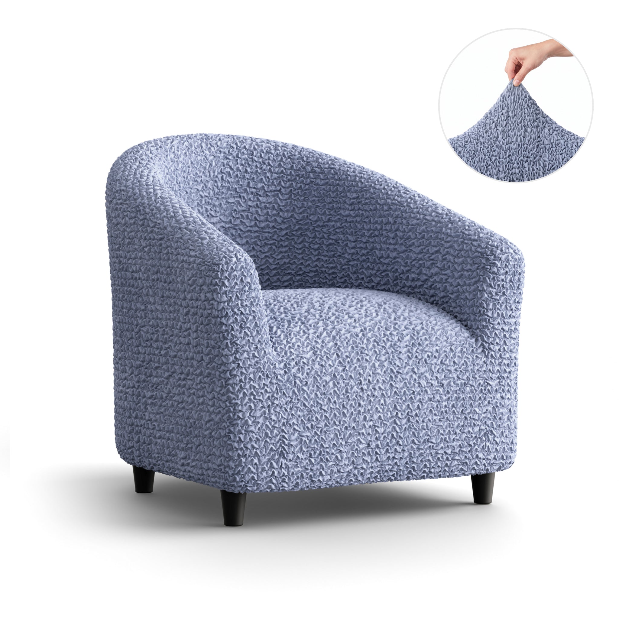 Barrel Chair Slipcover, Comfort Collection – Blue, front view | Blue
