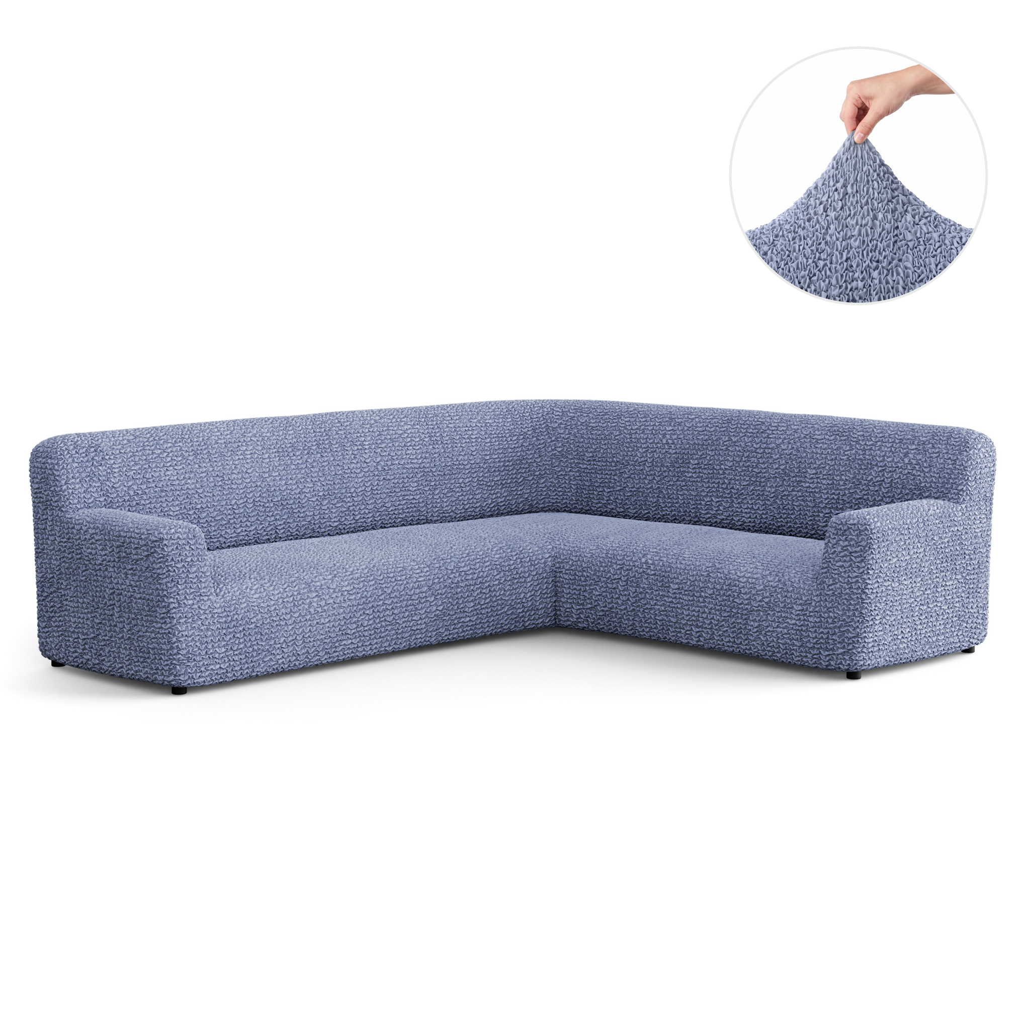 Corner Sofa Slipcover, Comfort Collection – Blue, front view | Blue