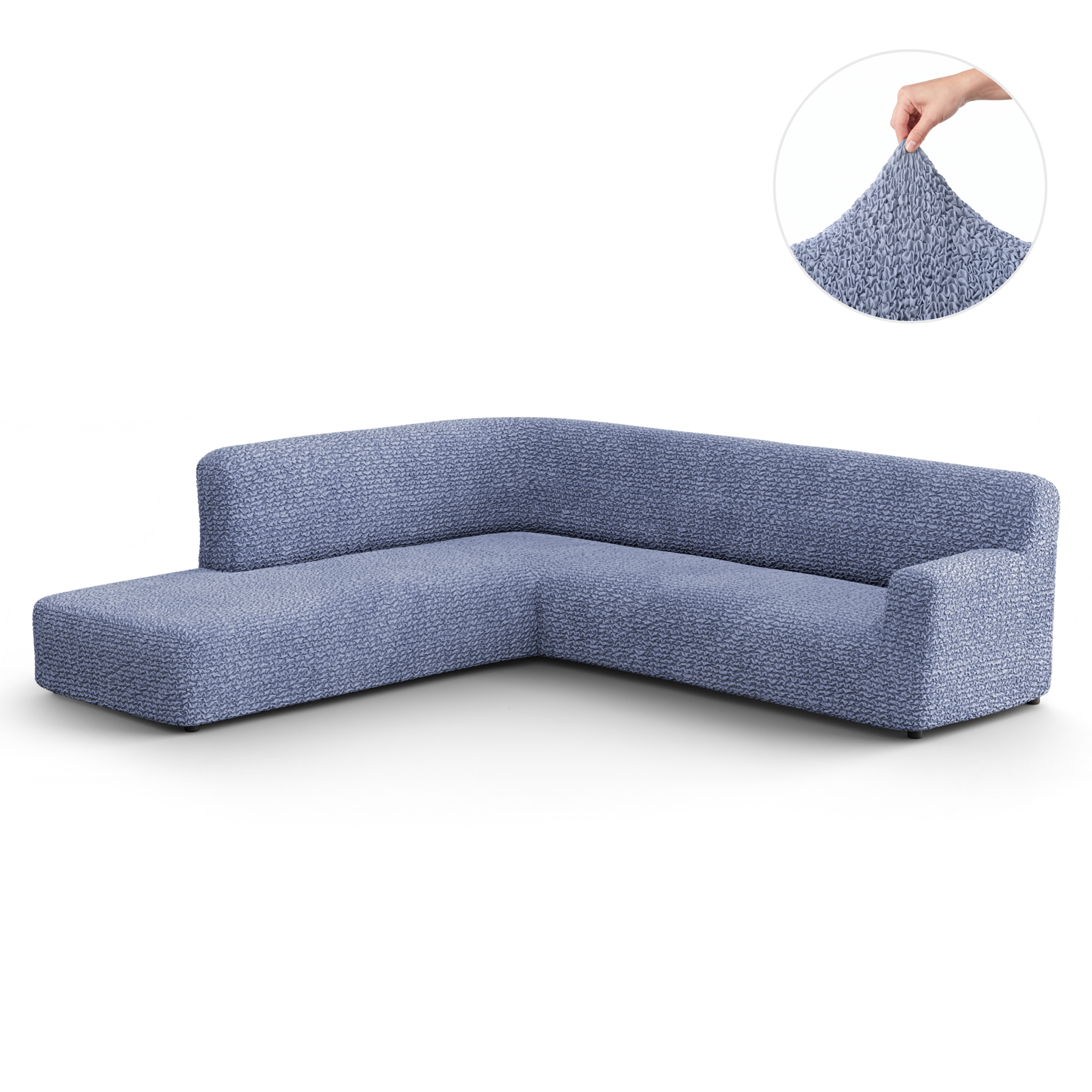 Fullback Support Sectional Sofa Slipcover (Left Chaise), Comfort Collection – Blue, front view | Blue
