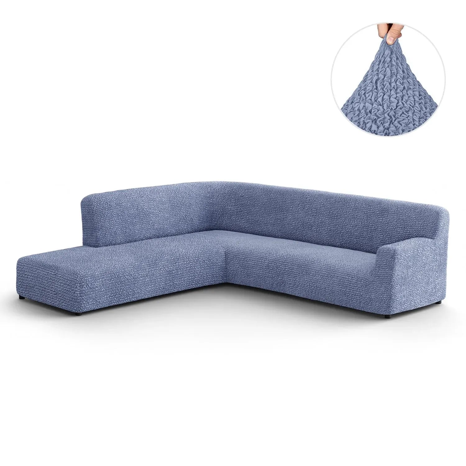 Blue Fullback Support Sectional Sofa Slipcover (Left Chaise), Microfibra Collection