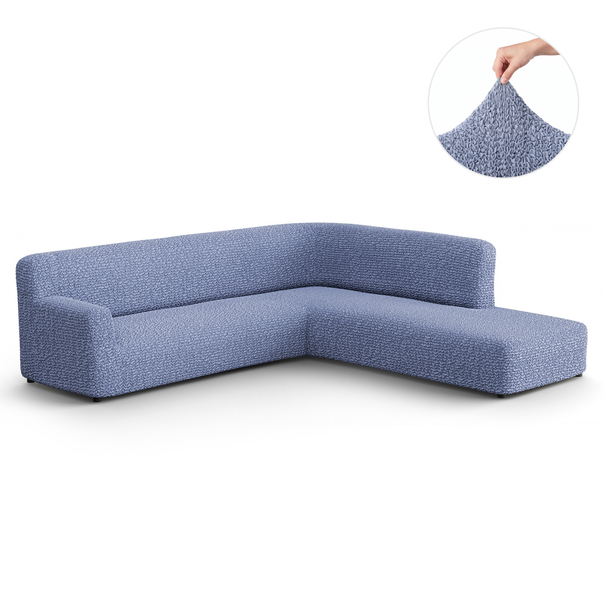 Fullback Support Sectional Sofa Slipcover (Right Chaise), Comfort Collection – Blue, front view | Blue