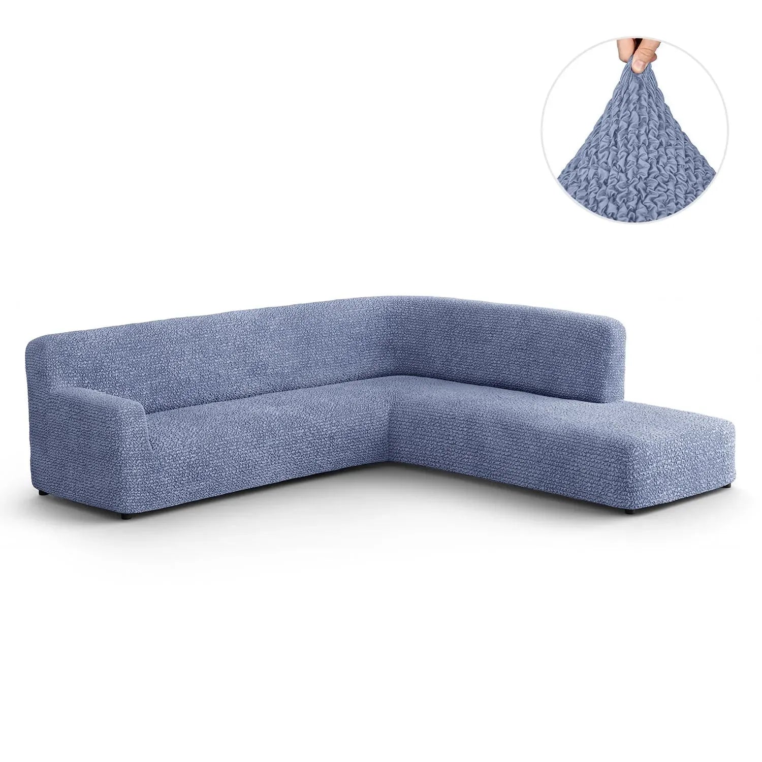 Blue Fullback Support Sectional Sofa Slipcover (Right Chaise), Microfibra Collection