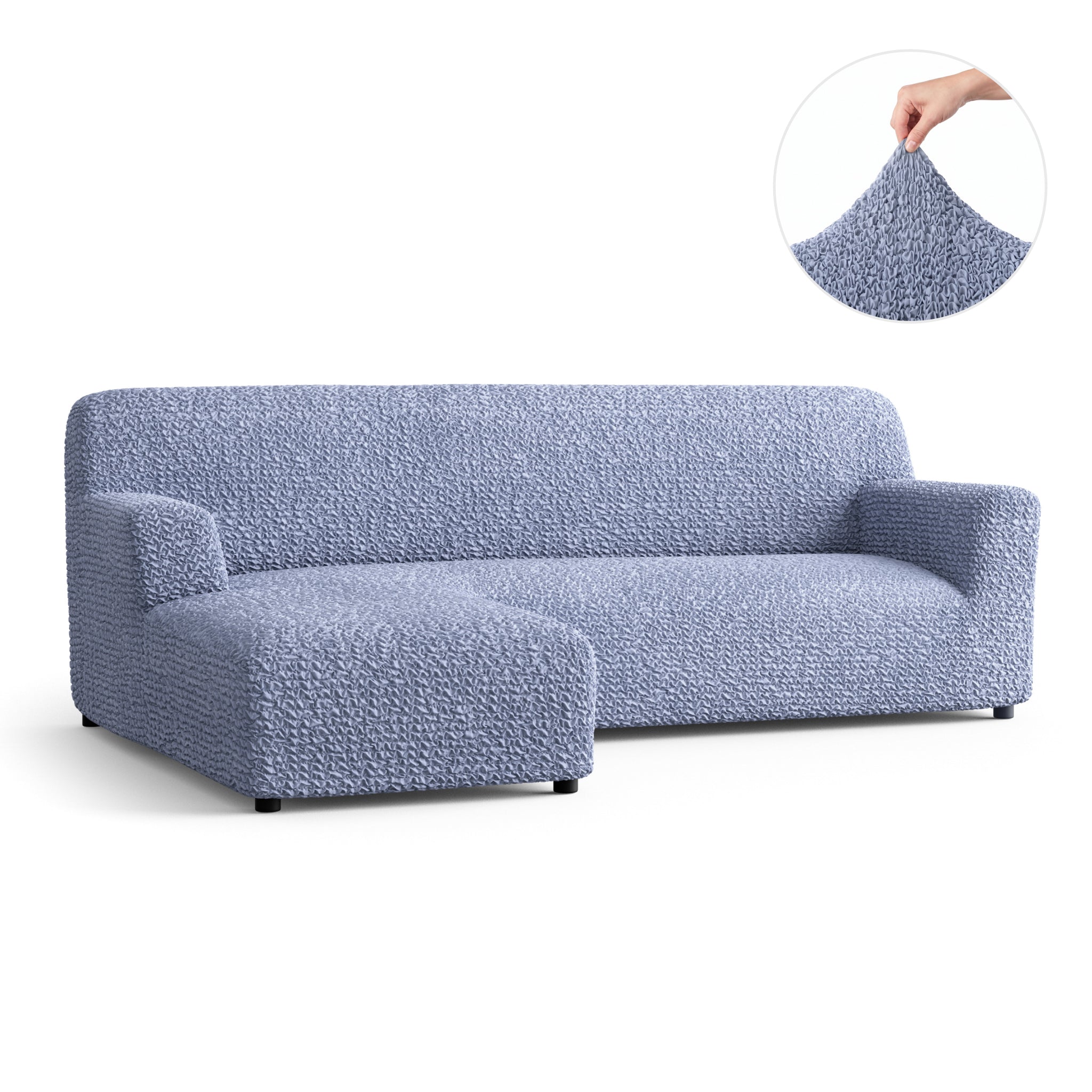 L-Shaped Sofa Slipcover (Left Chaise), Comfort Collection – Blue, front view | Blue