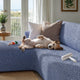 L-Shaped Sofa Slipcover (Left Chaise), Comfort Collection – Blue, interior view with dog | Blue