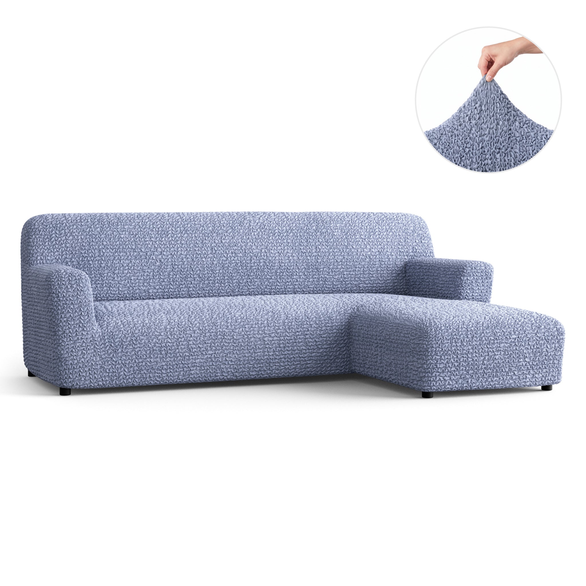 L-Shaped Sofa Slipcover (Right Chaise), Comfort Collection – Blue, front view | Blue