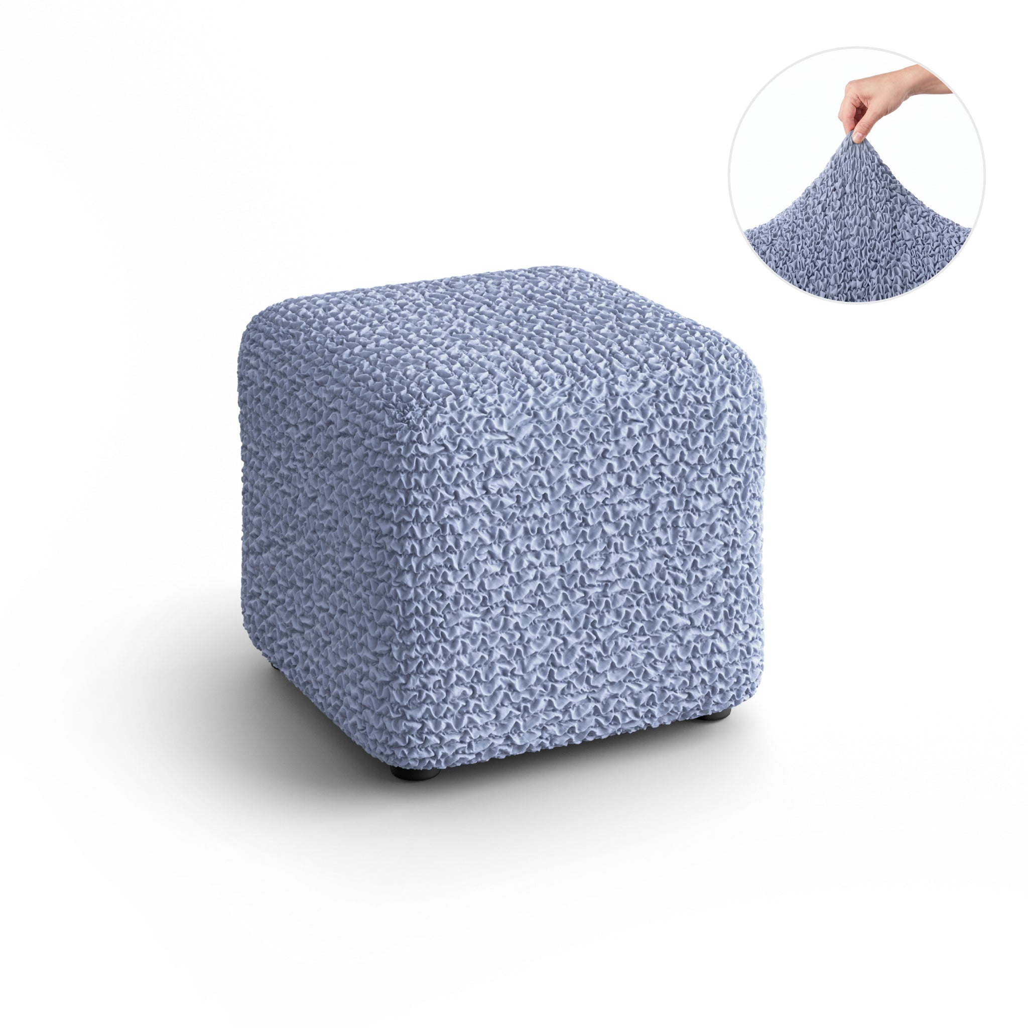 Ottoman Slipcover (Small), Comfort Collection – Blue, front view | Blue