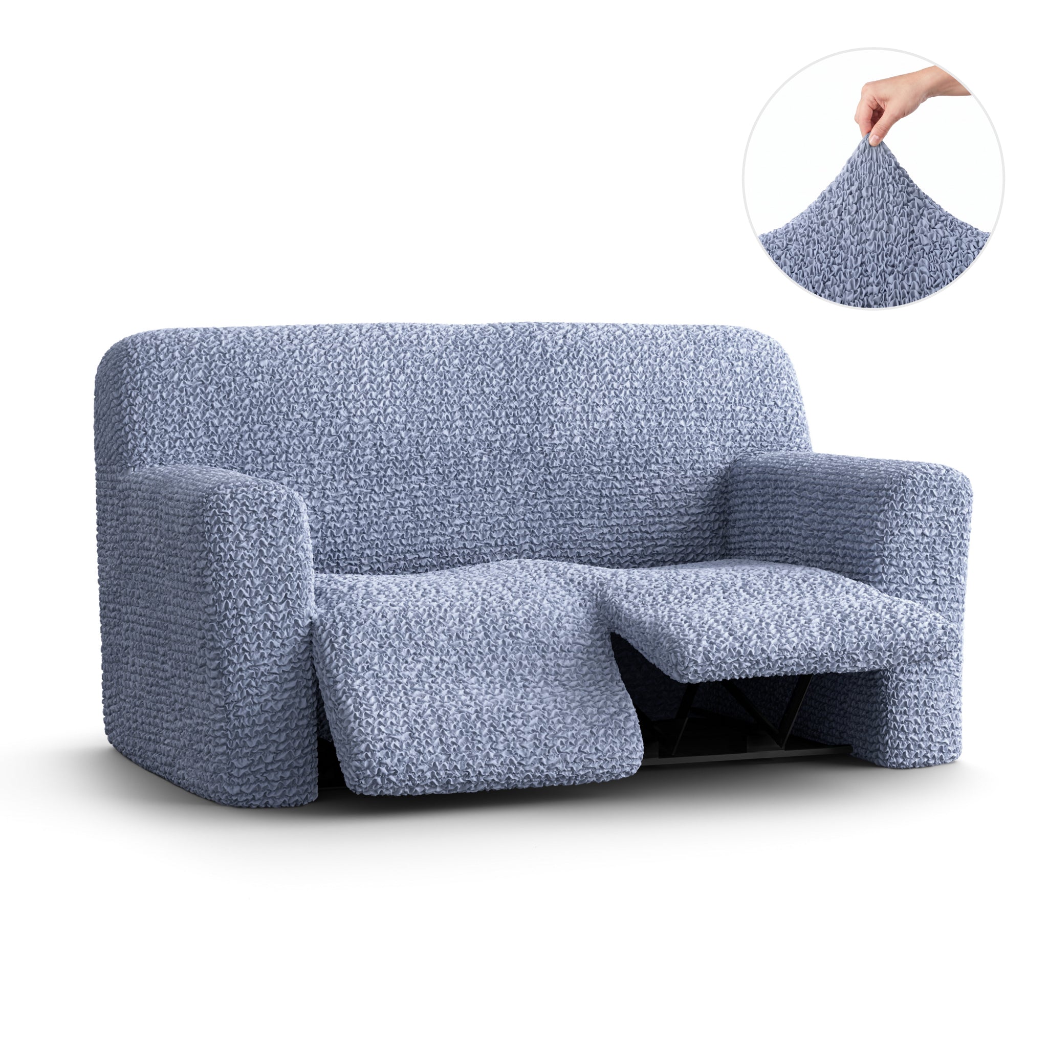2 Seater Recliner Slipcover, Comfort Collection – Blue, product view | Blue