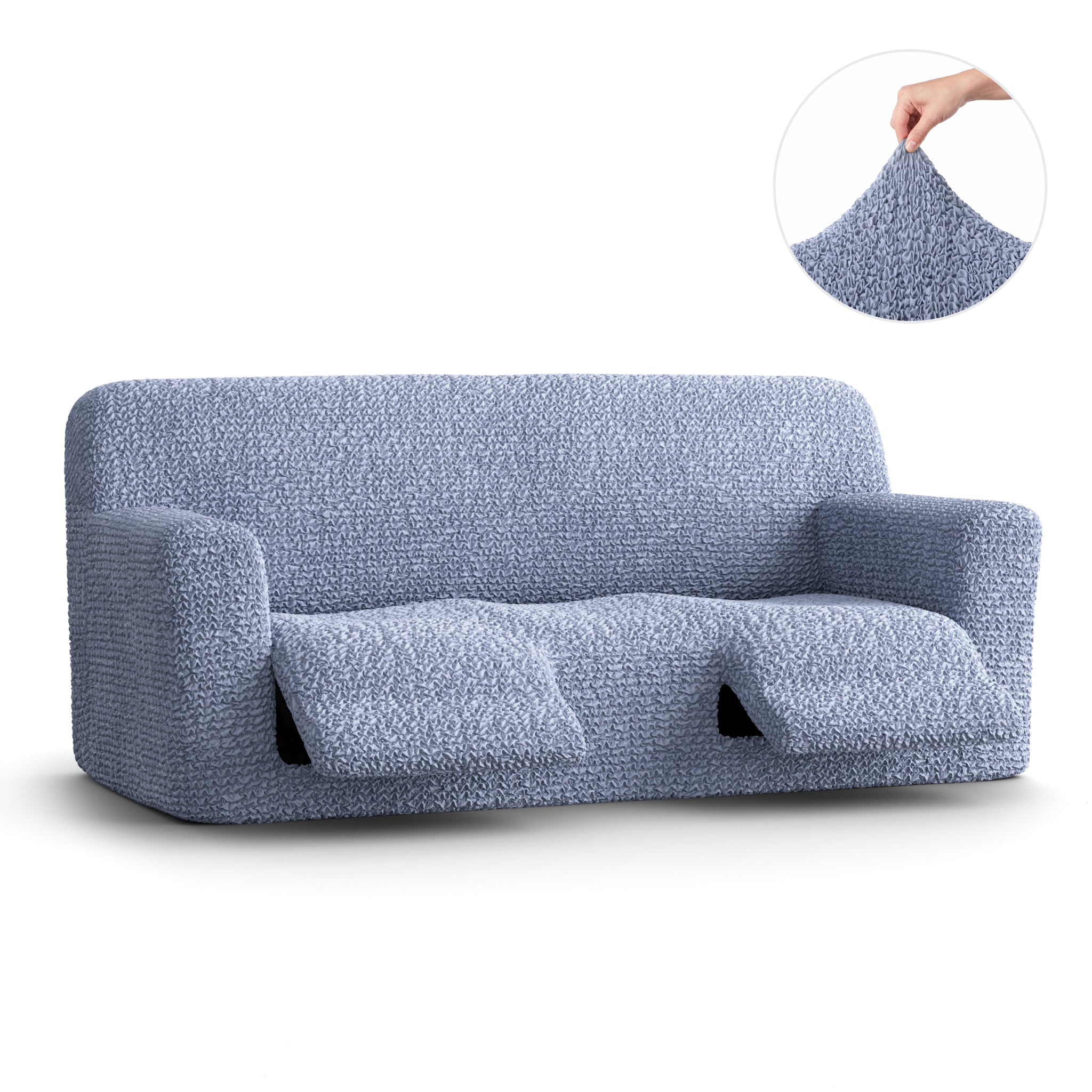 3 Seater Recliner Slipcover, Comfort Collection – Blue, front view | Blue