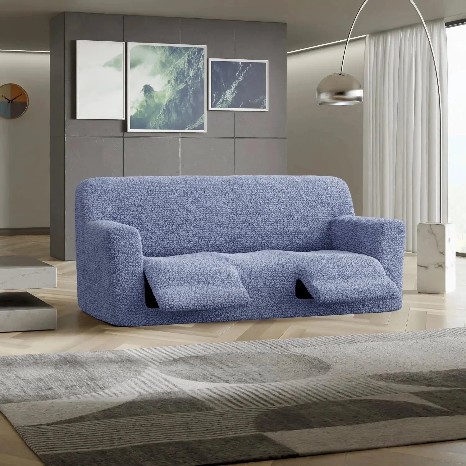 Blue 3 Seater Recliner Slipcover, Microfibra Collection