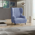 Blue Wingback Chair Slipcover, Microfibra Collection