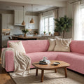 Coral Pink Corner Sofa Slipcover, Microfibra Collection