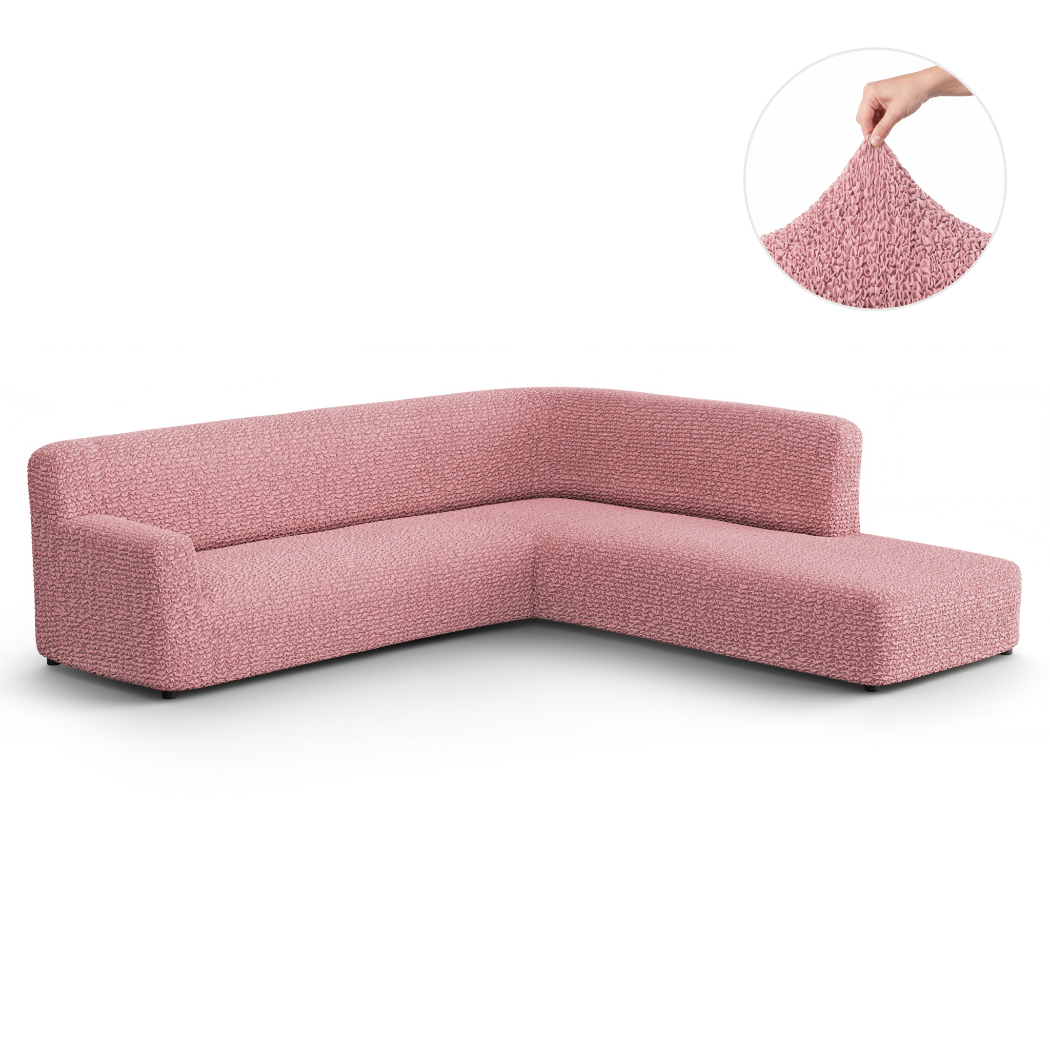 Fullback Support Sectional Sofa Slipcover (Right Chaise), Comfort Collection – Coral Pink, front view | Coral Pink