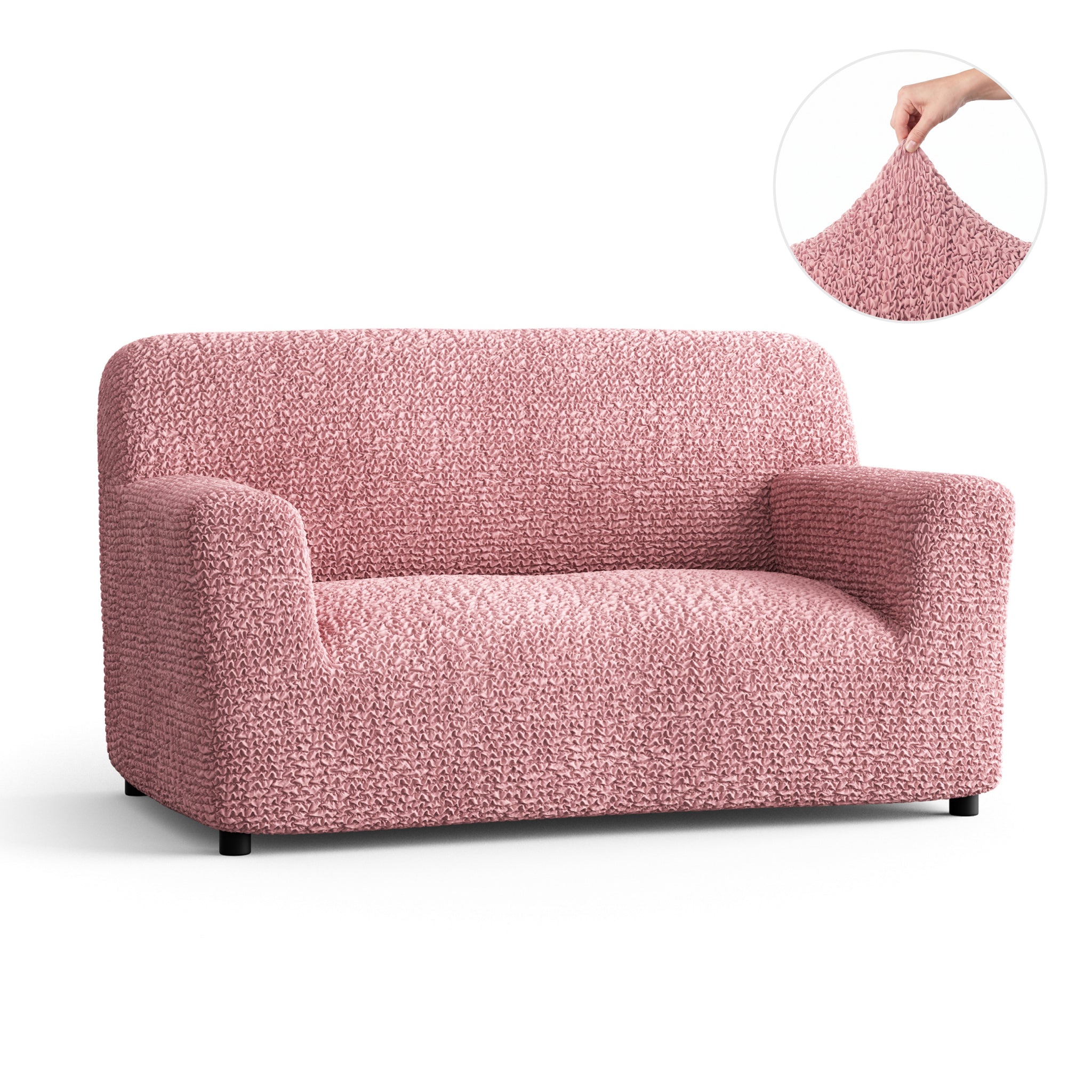 Loveseat 2 Seater Slipcover, Comfort Collection – Coral Pink, front view | Coral Pink