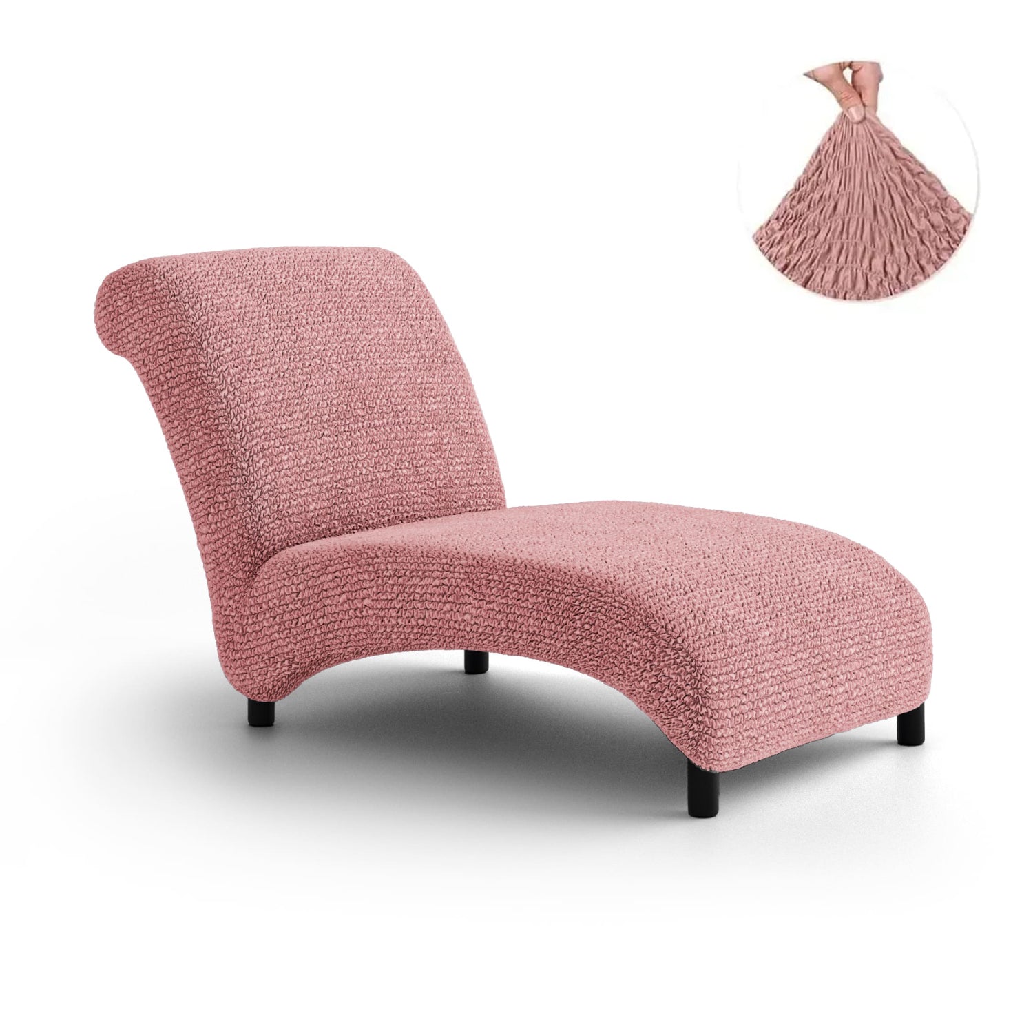 Coral Pink Armless Chaise Lounge Slipcover, Microfibra Collection