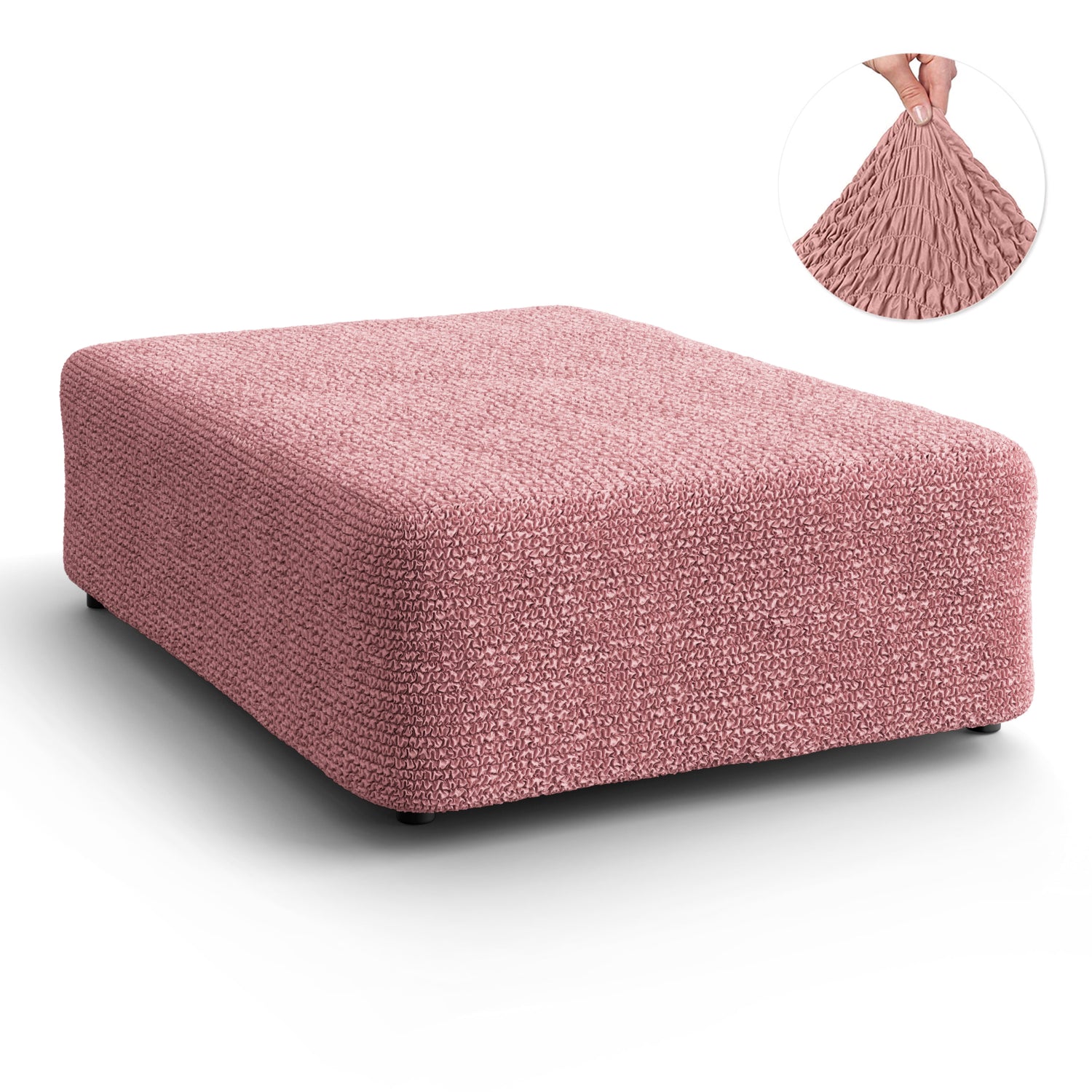 Coral Pink Ottoman Slipcover (Large), Microfibra Collection