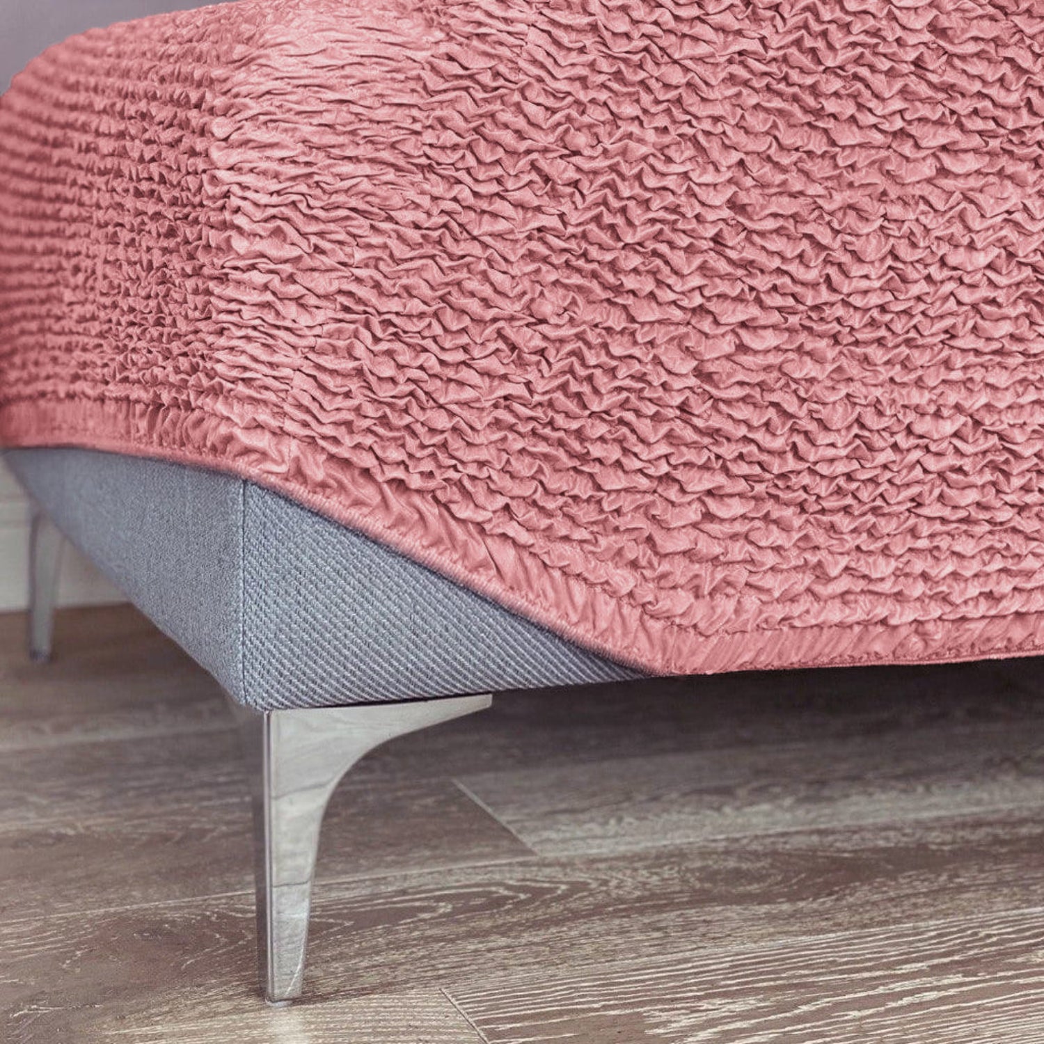 Coral Pink Ottoman Slipcover (Large), Microfibra Collection