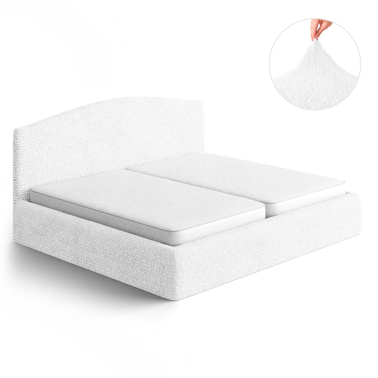 Crisp White Bed Headboard & Frame Slipcover (King), Microfibra Collection