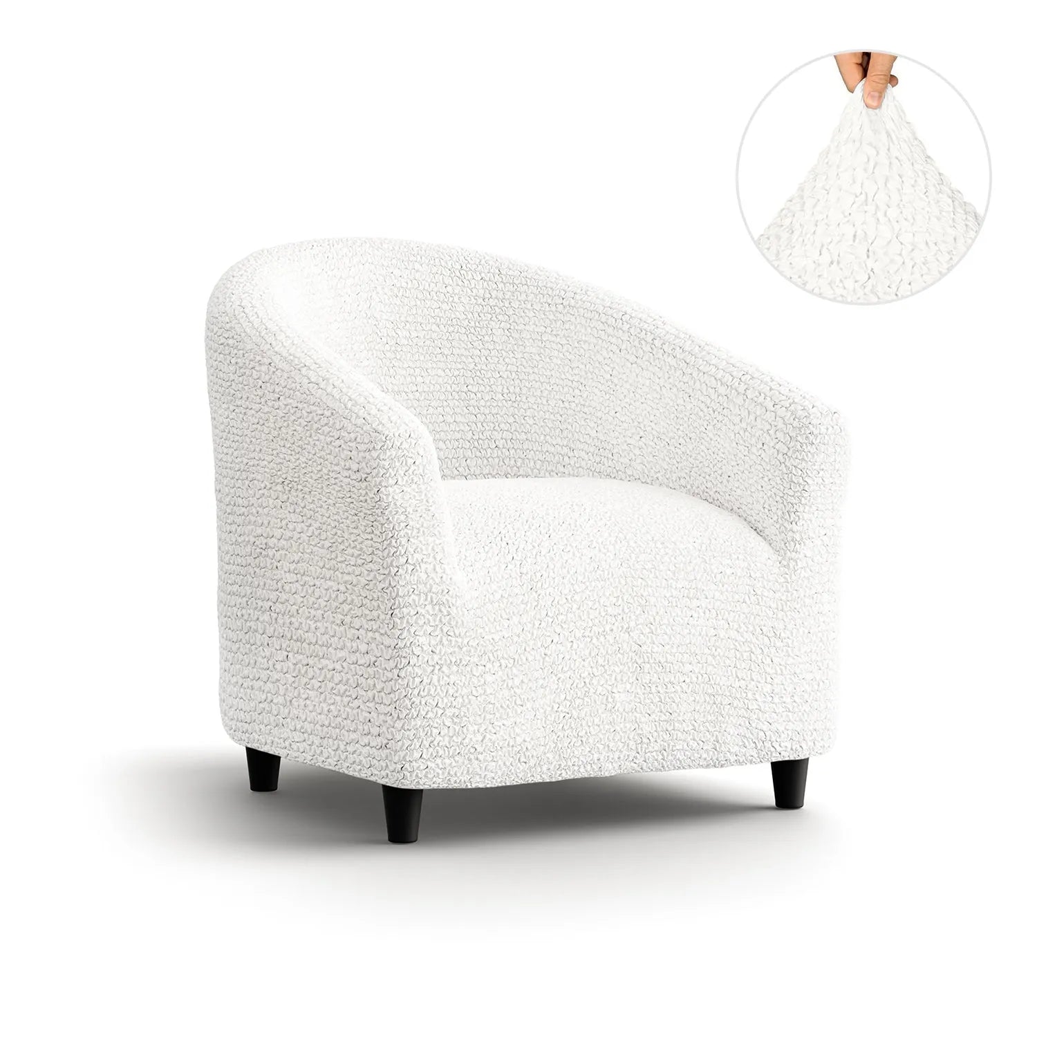 Crisp White Barrel Chair Slipcover, Microfibra Collection