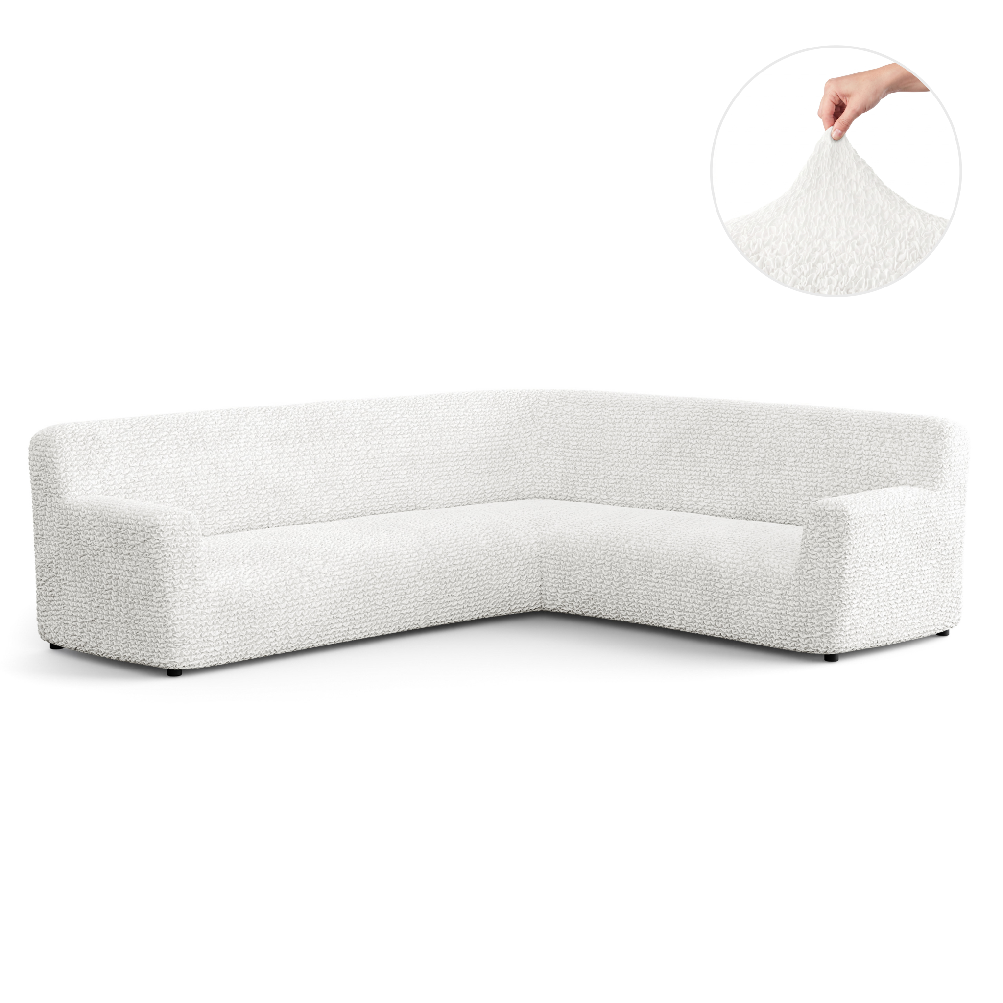 Corner Sofa Slipcover, Comfort Collection – Crisp White, front view | Crisp White