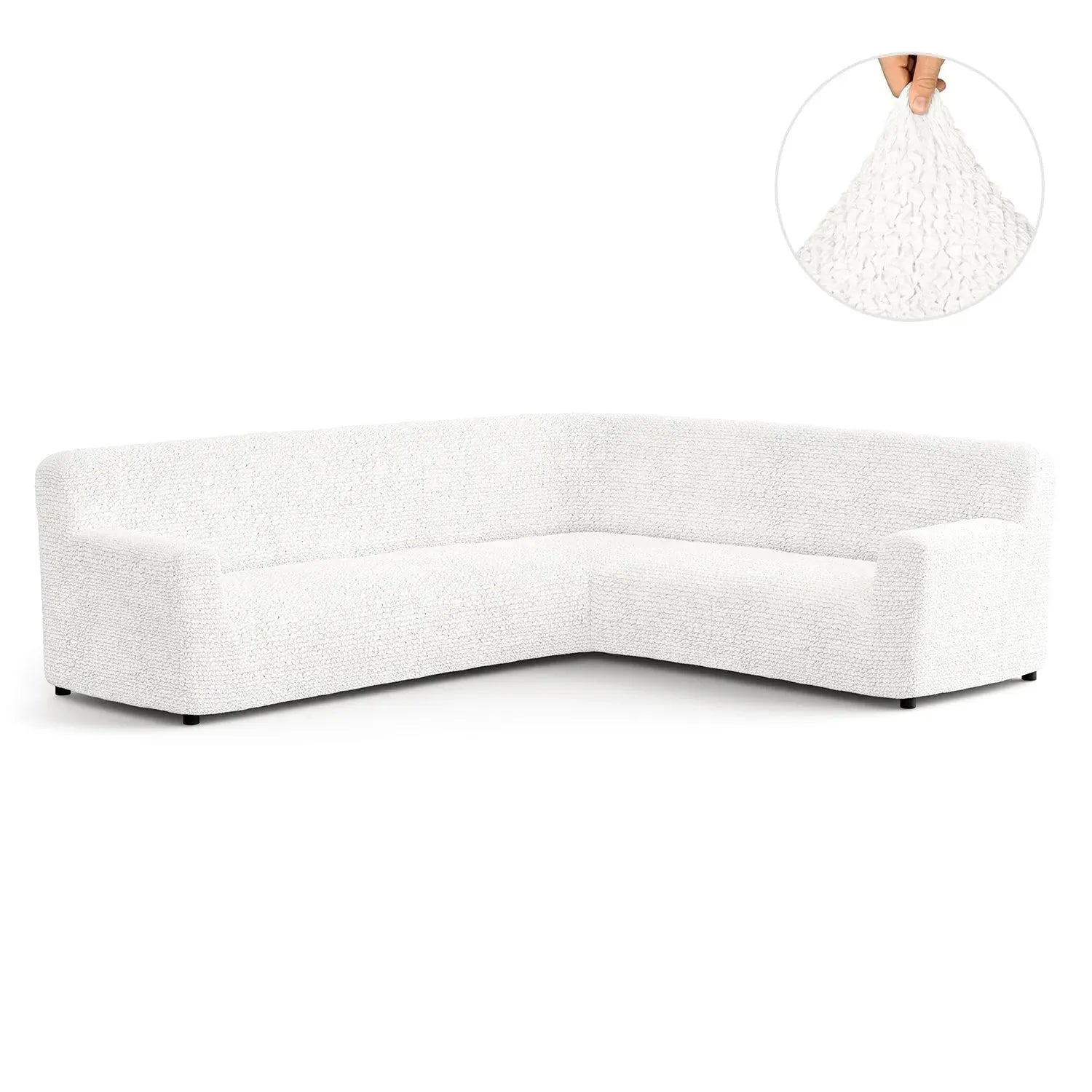 Crisp White Corner Sofa Slipcover, Microfibra Collection