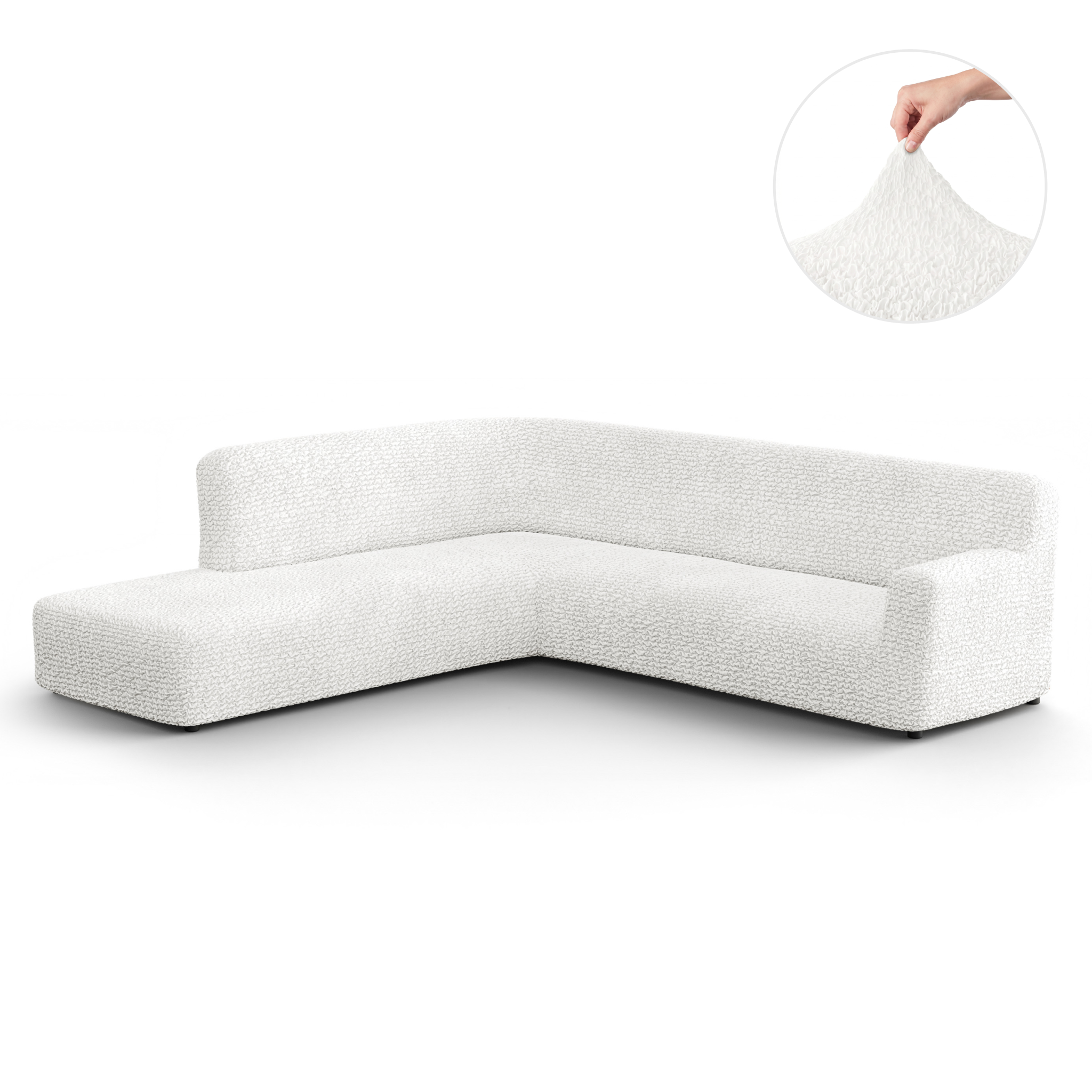 Fullback Support Sectional Sofa Slipcover (Left Chaise), Comfort Collection – Crisp White, front view | Crisp White