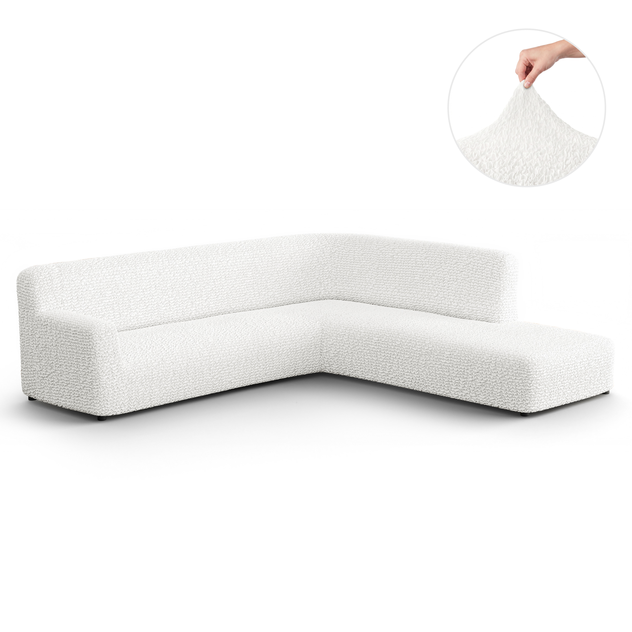Fullback Support Sectional Sofa Slipcover (Right Chaise), Comfort Collection – Crisp White, front view | Crisp White