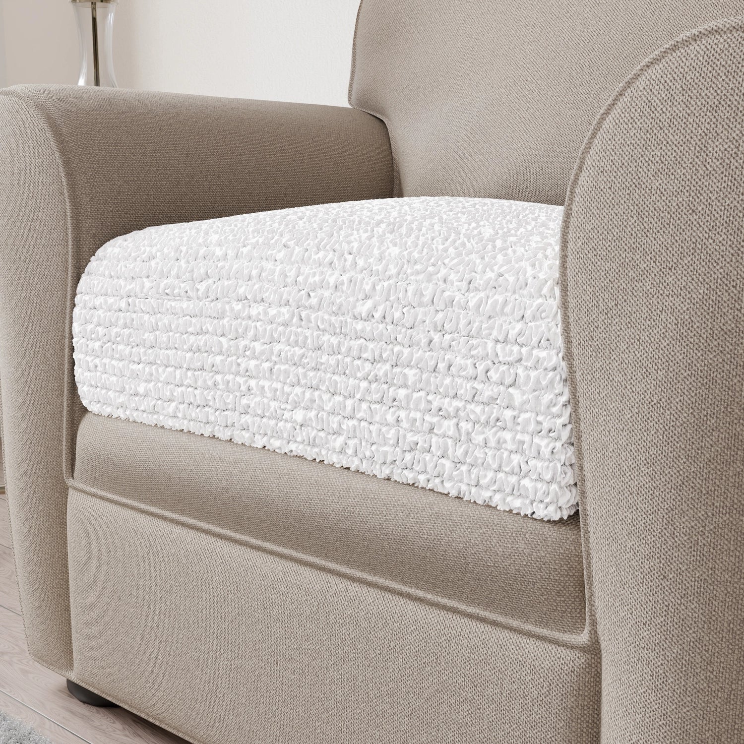 White Seat Cushion Cover, Microfibra Collection