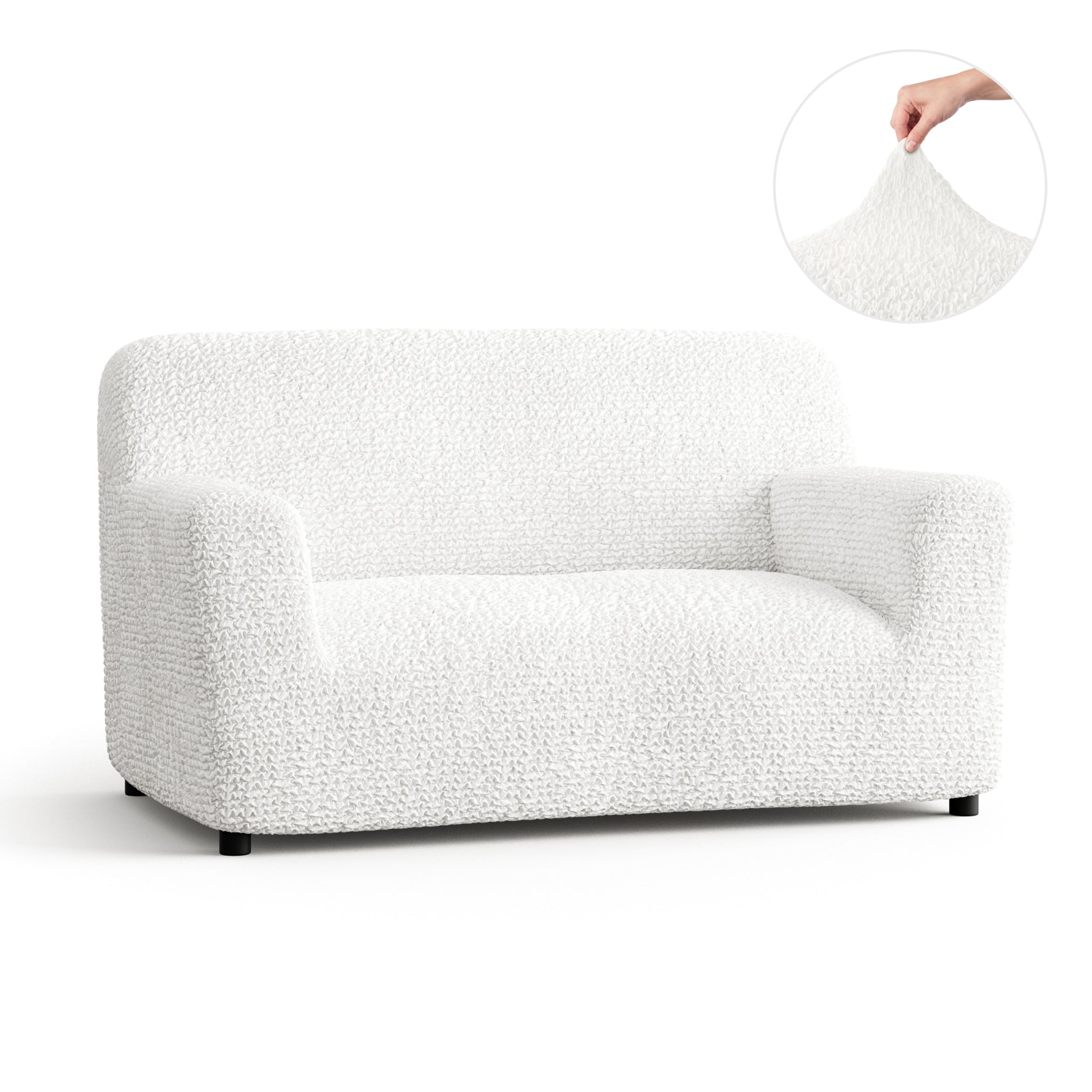 Loveseat 2 Seater Slipcover, Comfort Collection – Crisp White, front view | Crisp White