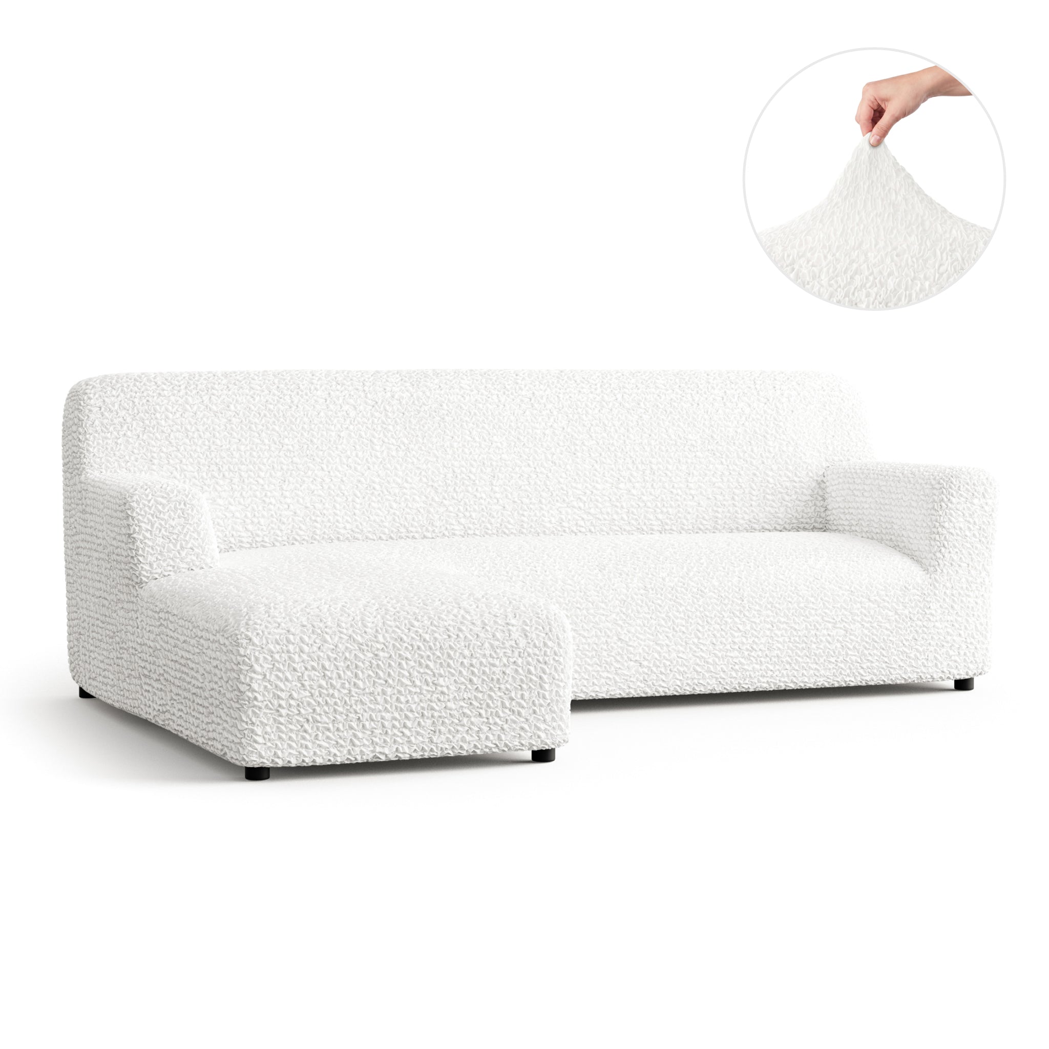 L-Shaped Sofa Slipcover (Left Chaise), Comfort Collection – Crisp White, front view | Crisp White