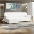 Crisp White L-Shaped Sofa Slipcover (Left Chaise), Microfibra Collection