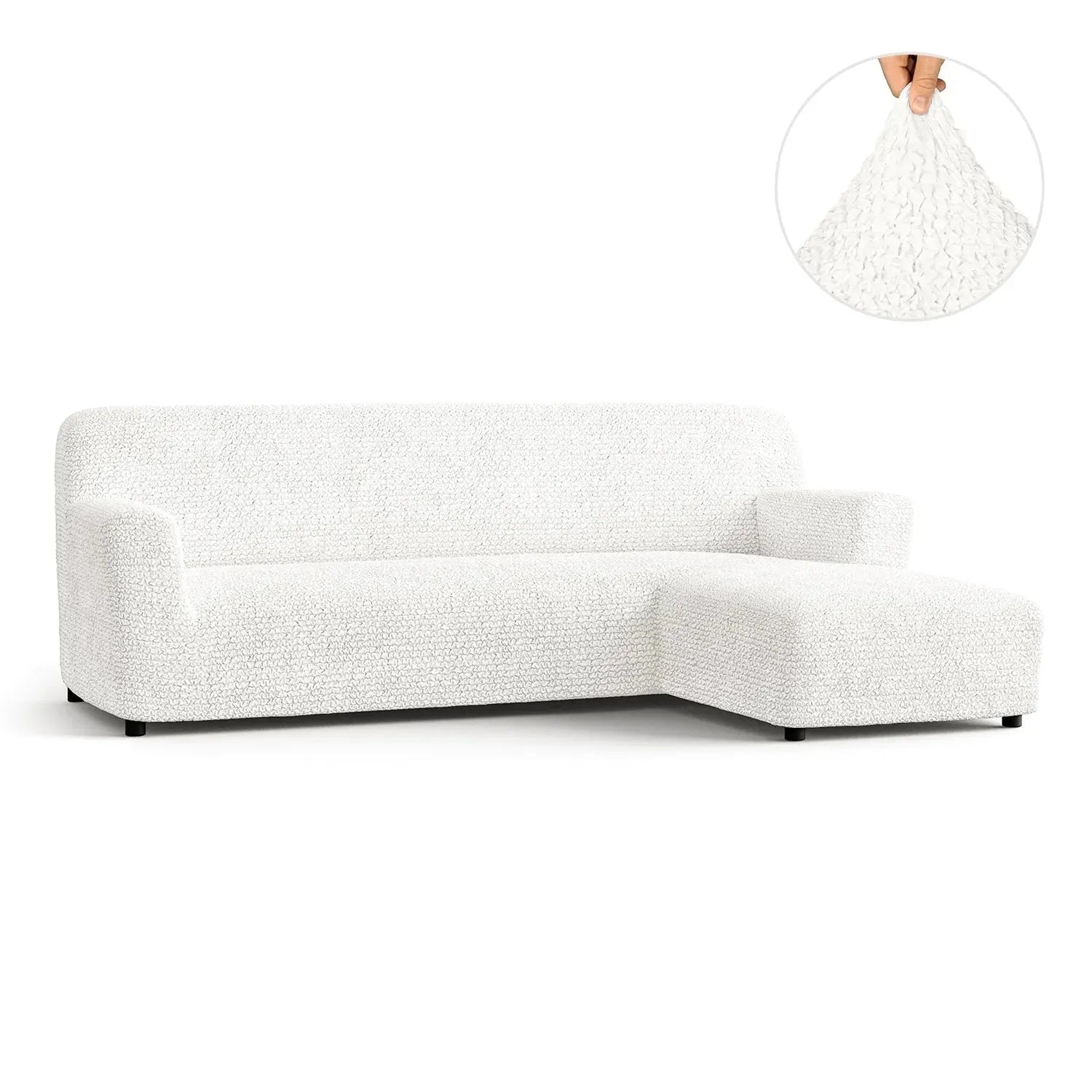 Crisp White L-Shaped Sofa Slipcover (Right Chaise), Microfibra Collection