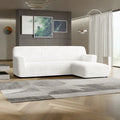 Crisp White L-Shaped Sofa Slipcover (Right Chaise), Microfibra Collection