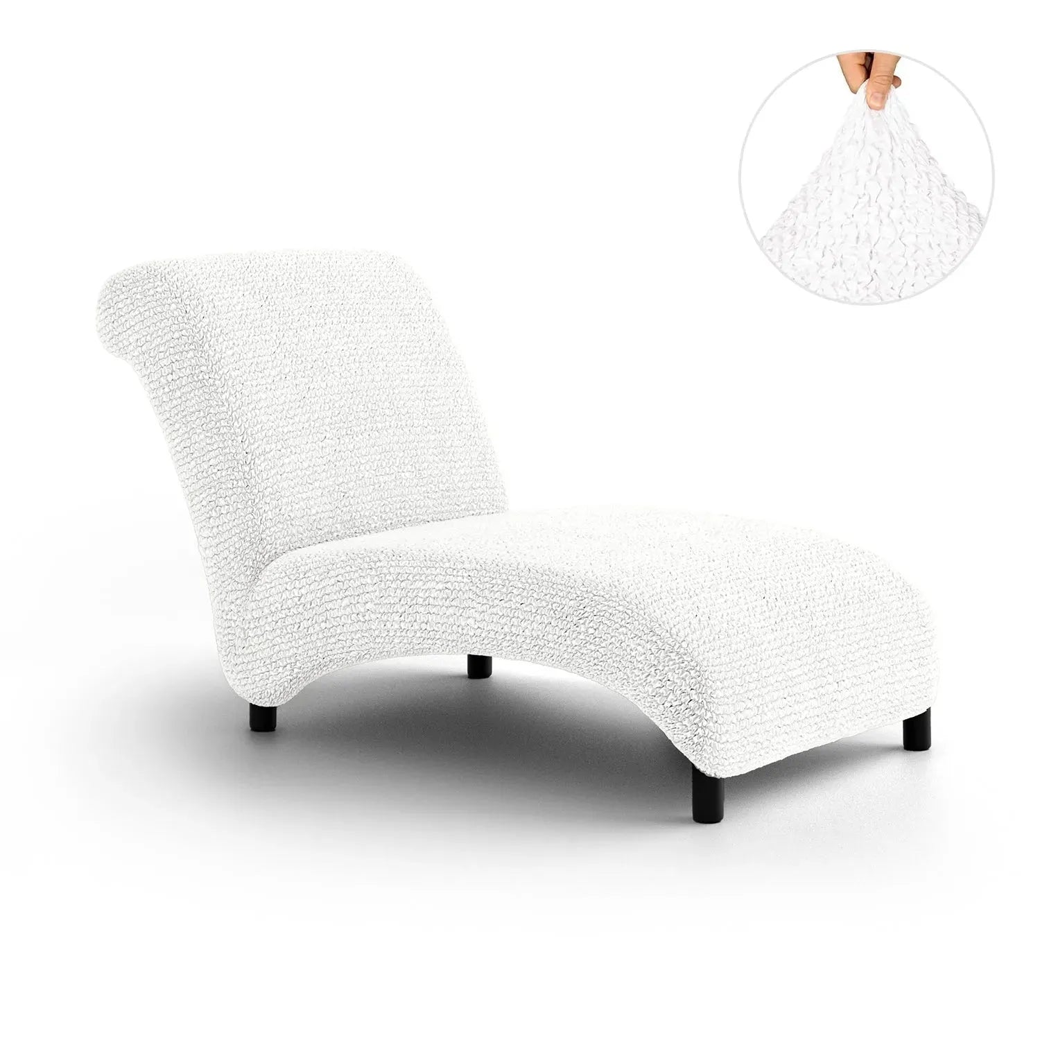 Crisp White Armless Chaise Lounge Slipcover, Microfibra Collection