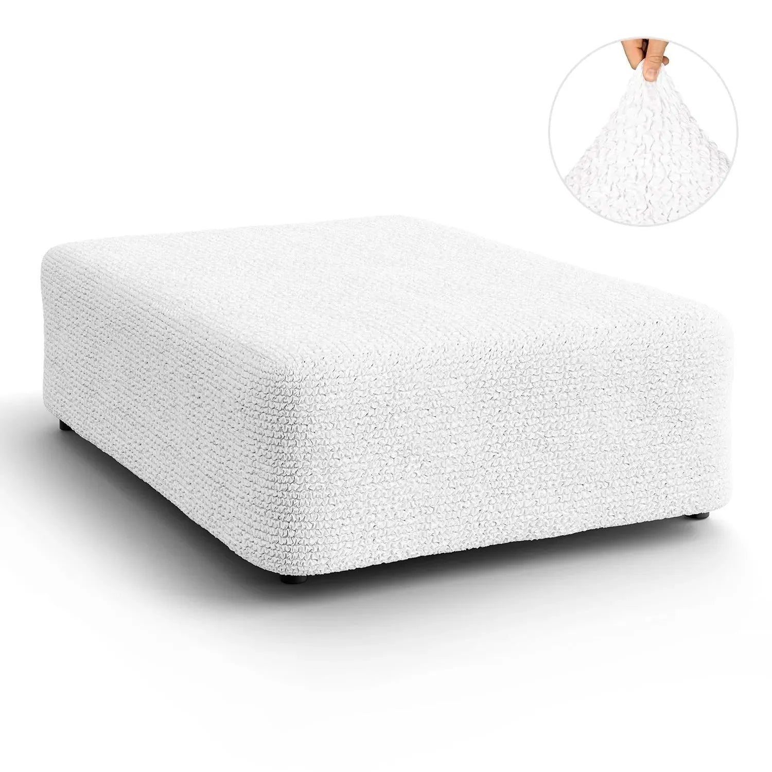 Crisp White Ottoman Slipcover (Large), Microfibra Collection