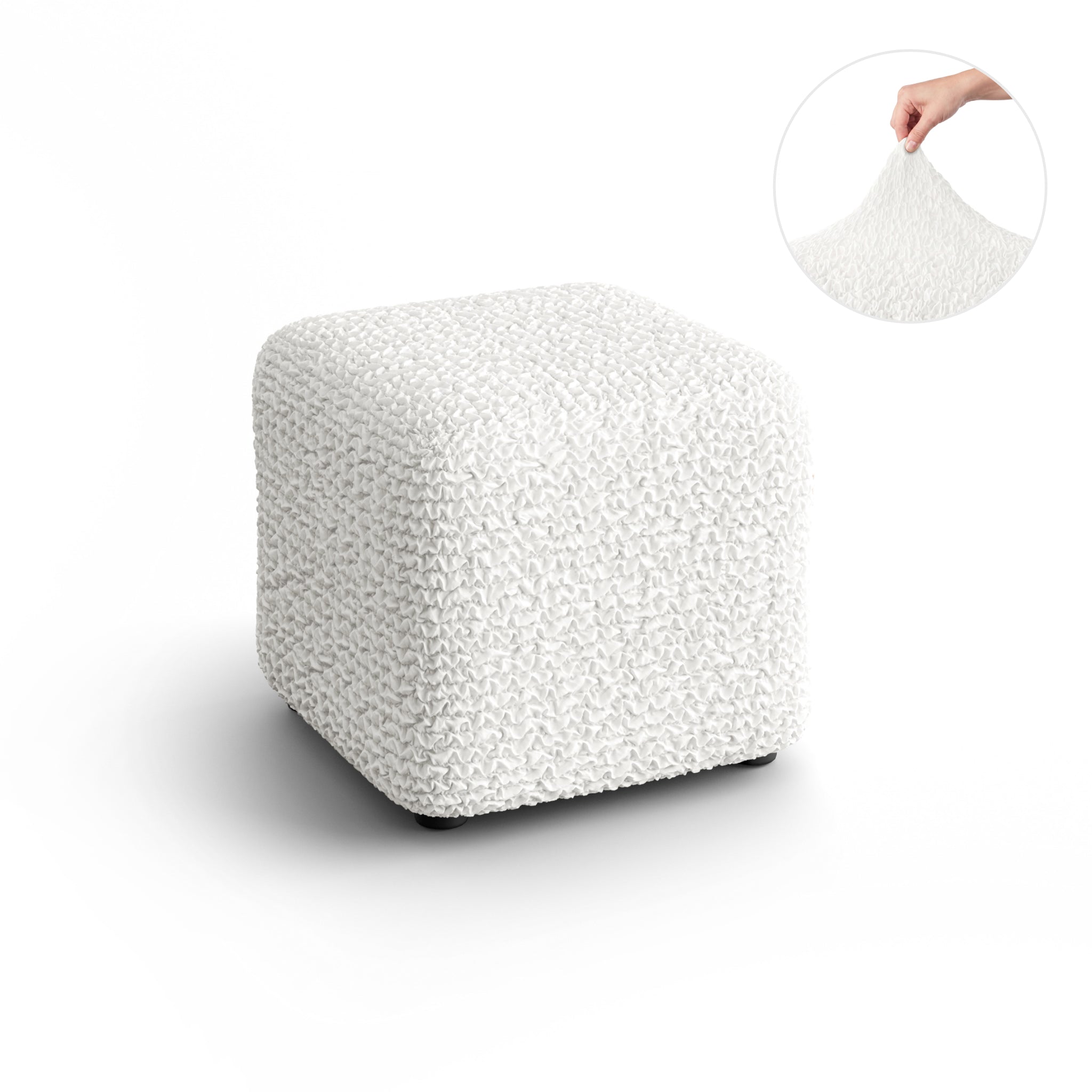 Ottoman Slipcover (Small), Comfort Collection – Crisp White, front view | Crisp White