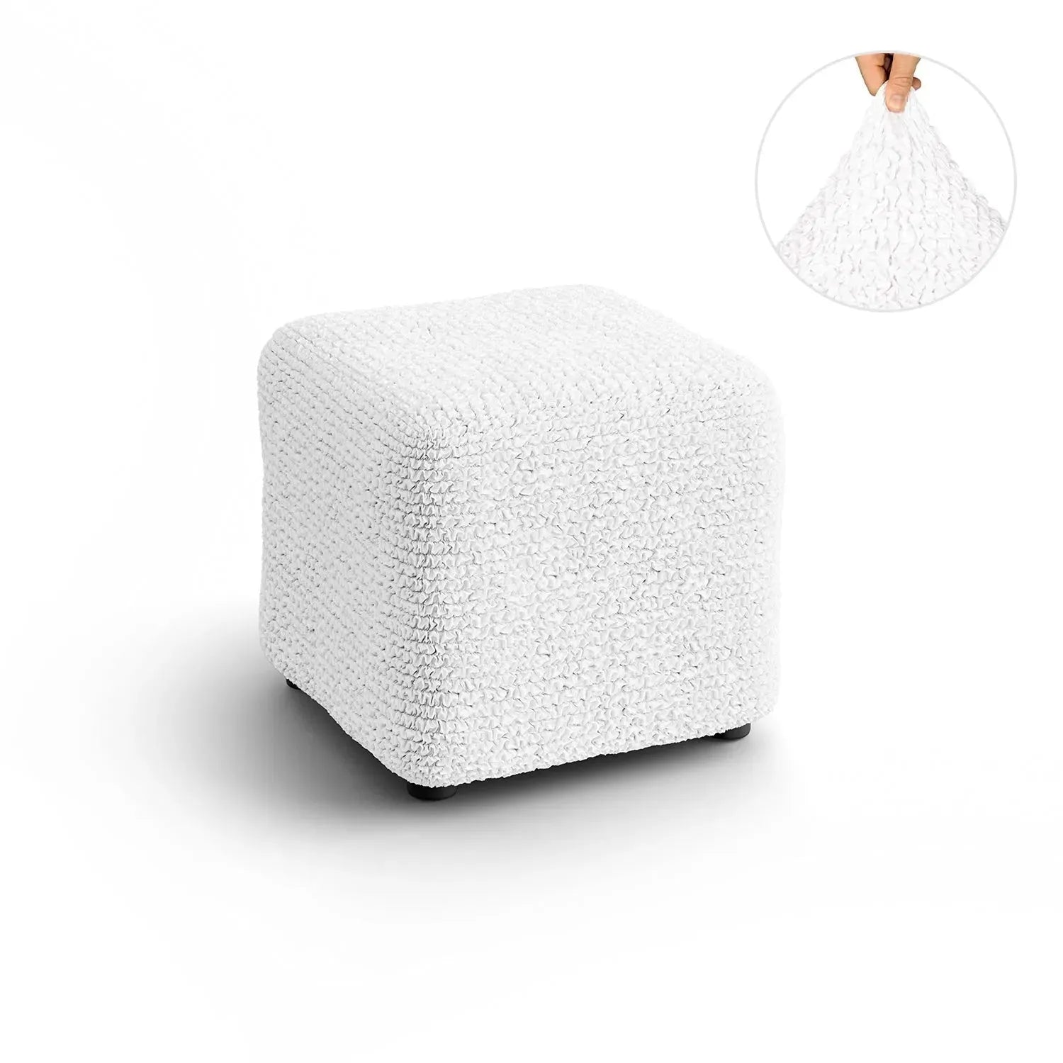 Crisp White Ottoman Slipcover (Small), Microfibra Collection