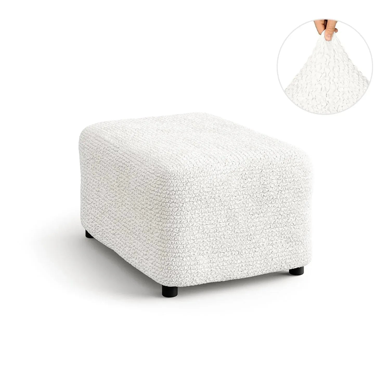 Crisp White Ottoman Slipcover (Medium), Microfibra Collection