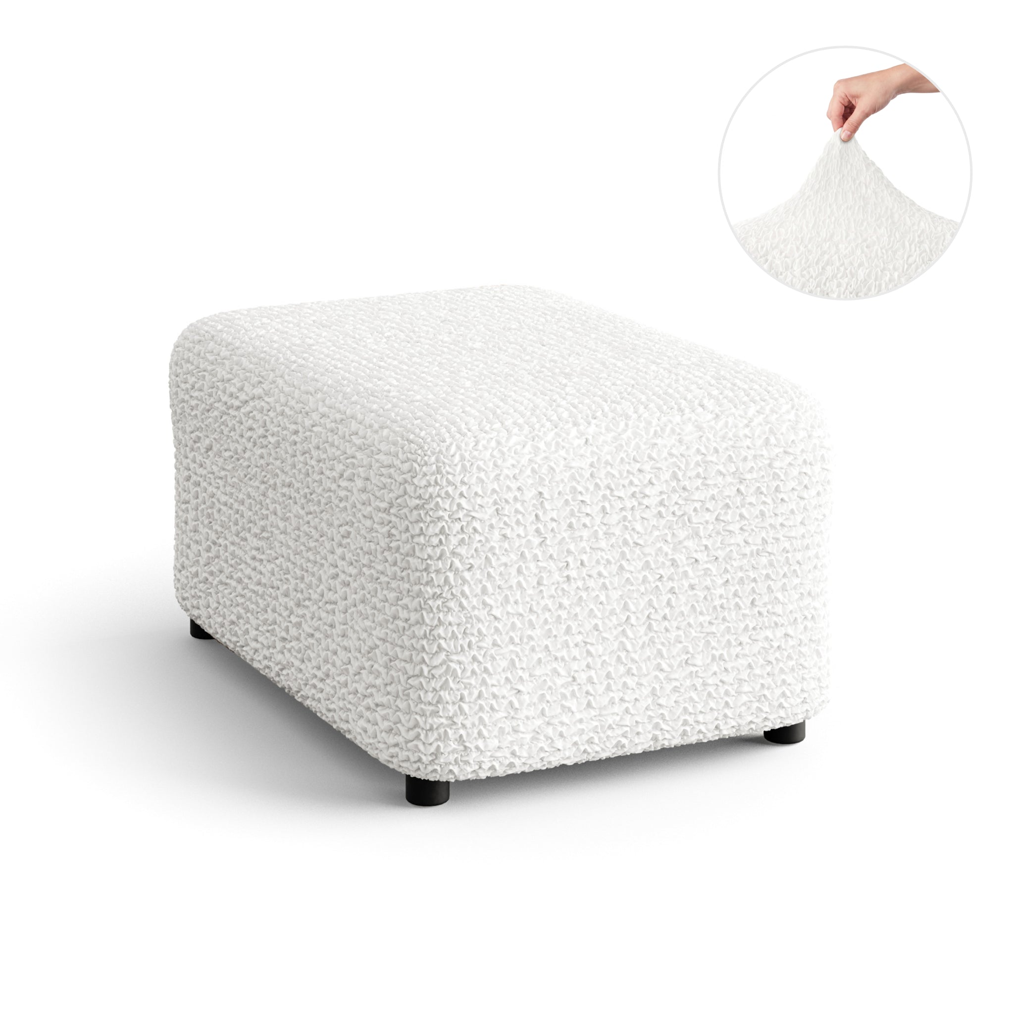 Ottoman Slipcover (Medium), Comfort Collection – Crisp White, detail view | Crisp White