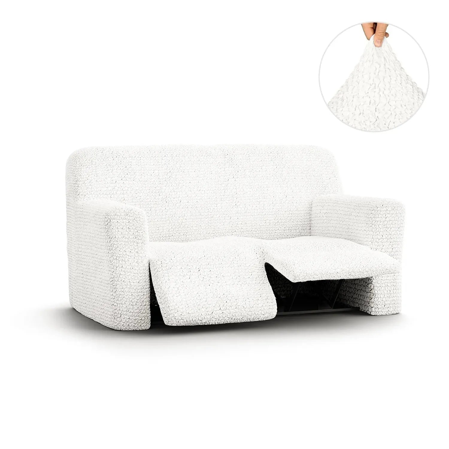 Crisp White 2 Seater Recliner Slipcover, Microfibra Collection