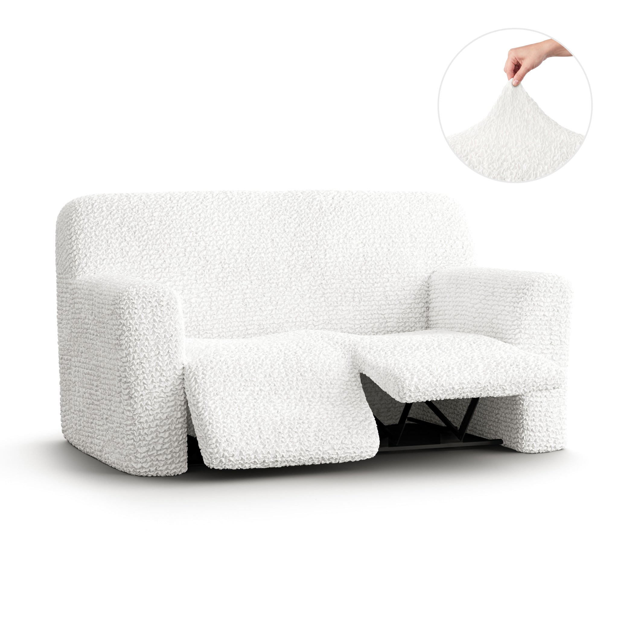 2 Seater Recliner Slipcover, Comfort Collection – Crisp White, product view | Crisp White
