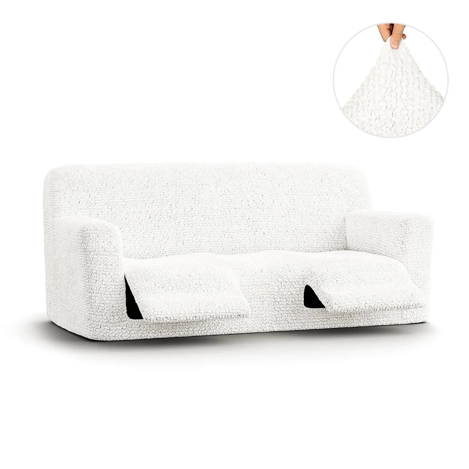 Crisp White 3 Seater Recliner Slipcover, Microfibra Collection