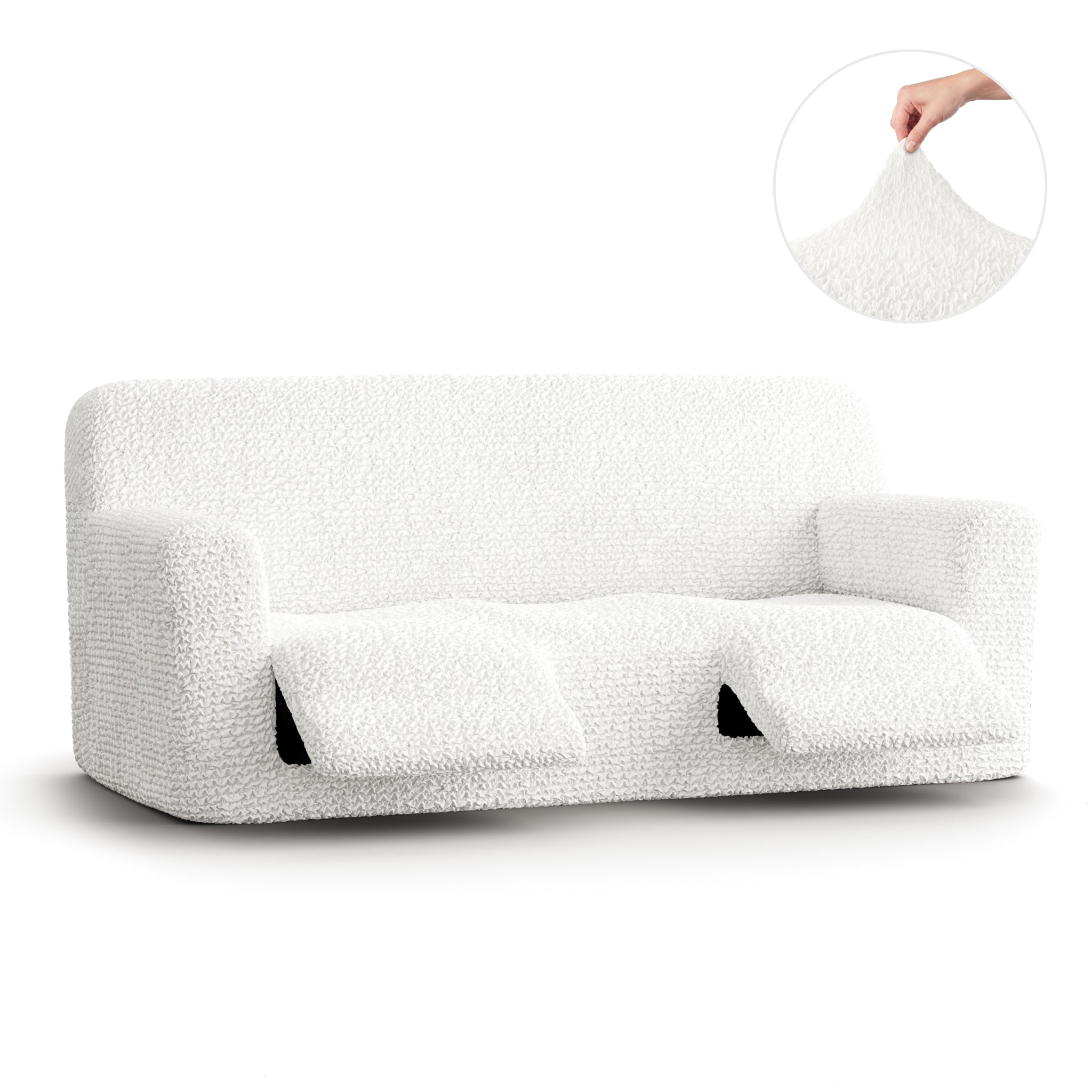 3 Seater Recliner Slipcover, Comfort Collection – Crisp White, front view | Crisp White