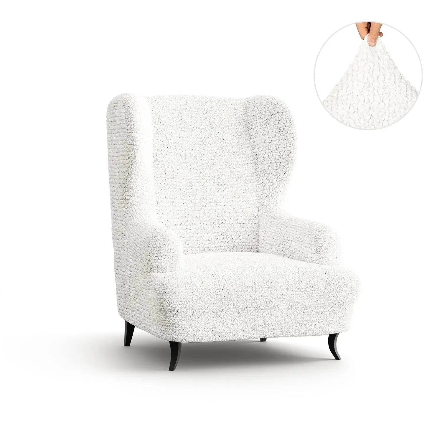 Crisp White Wingback Chair Slipcover, Microfibra Collection