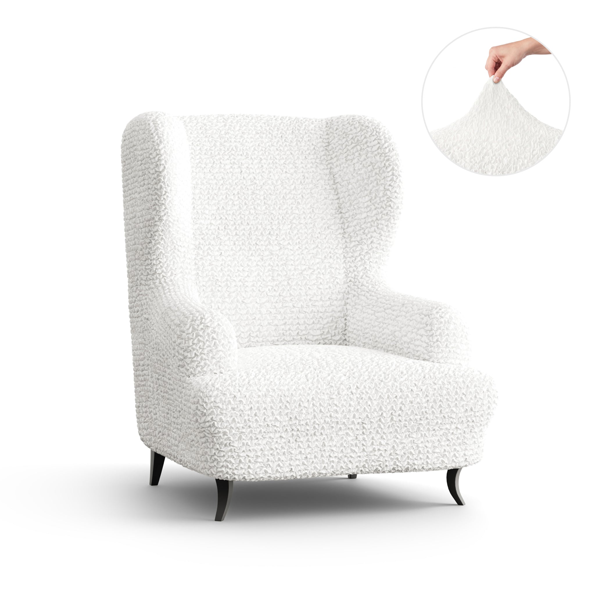 Wingback Chair Slipcover, Comfort Collection – Crisp White, front view | Crisp White