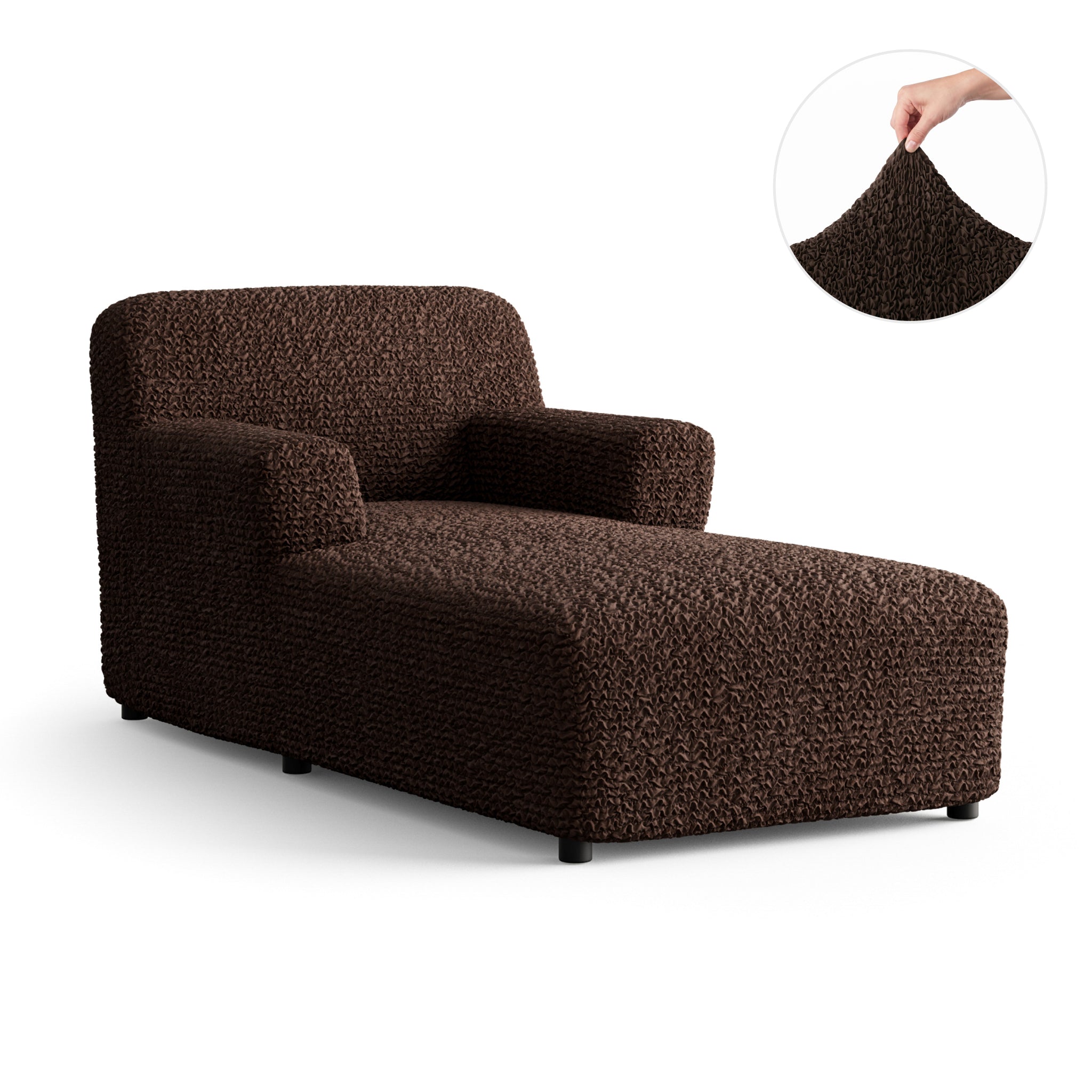 Chaise Lounge Slipcover, Comfort Collection – Dark Brown, side view | Dark Brown
